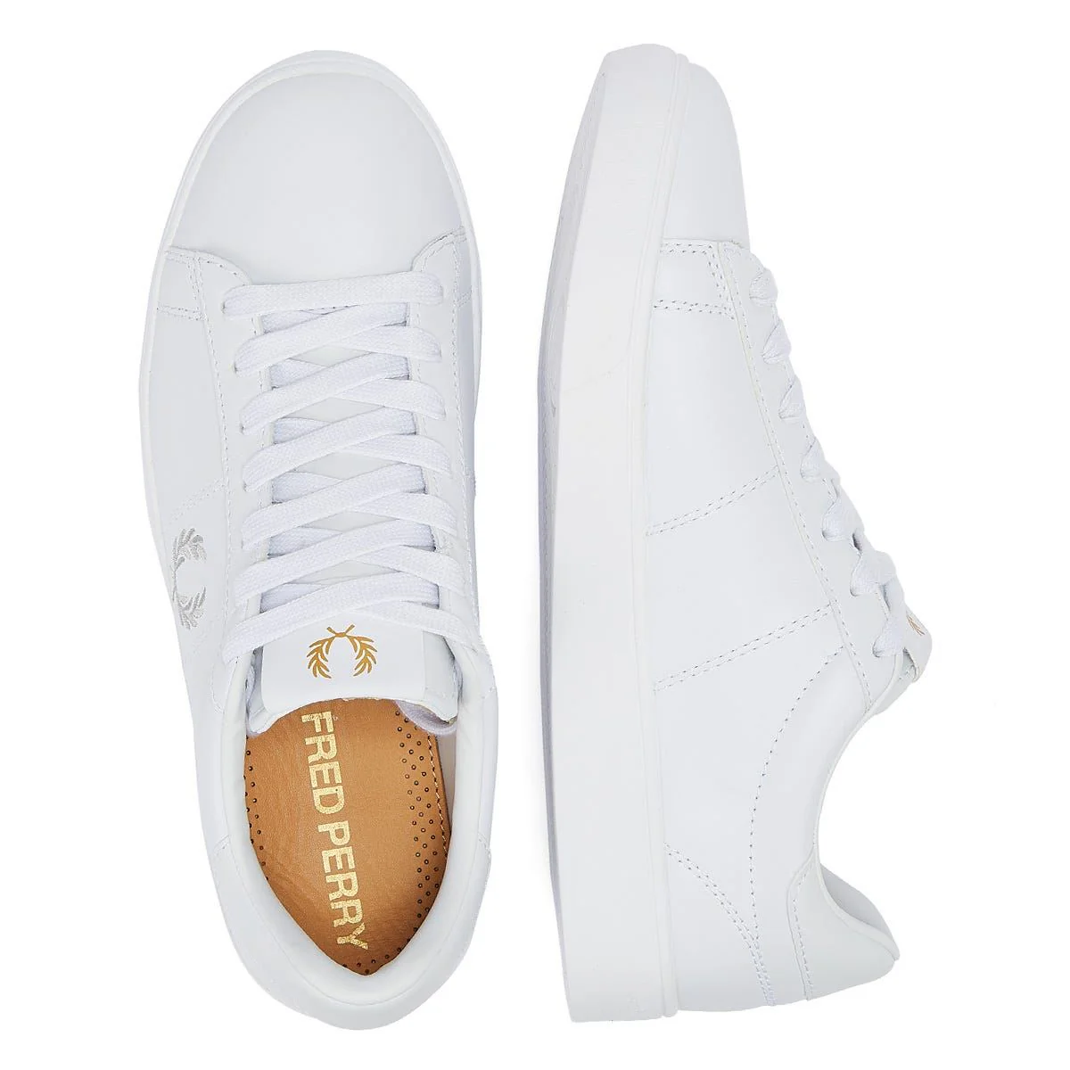 Fred Perry Spencer Leather Mens White/Silver Trainers - Image 6