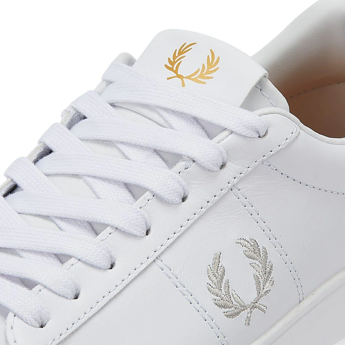 Fred Perry Spencer Leather Mens White/Silver Trainers - Image 8