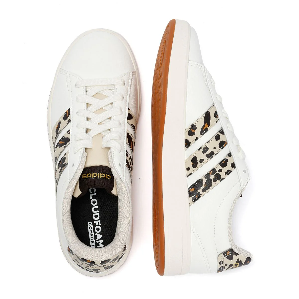 Adidas Grand Court 3.0 Women's Cream/Leopard Trainers - Image 8