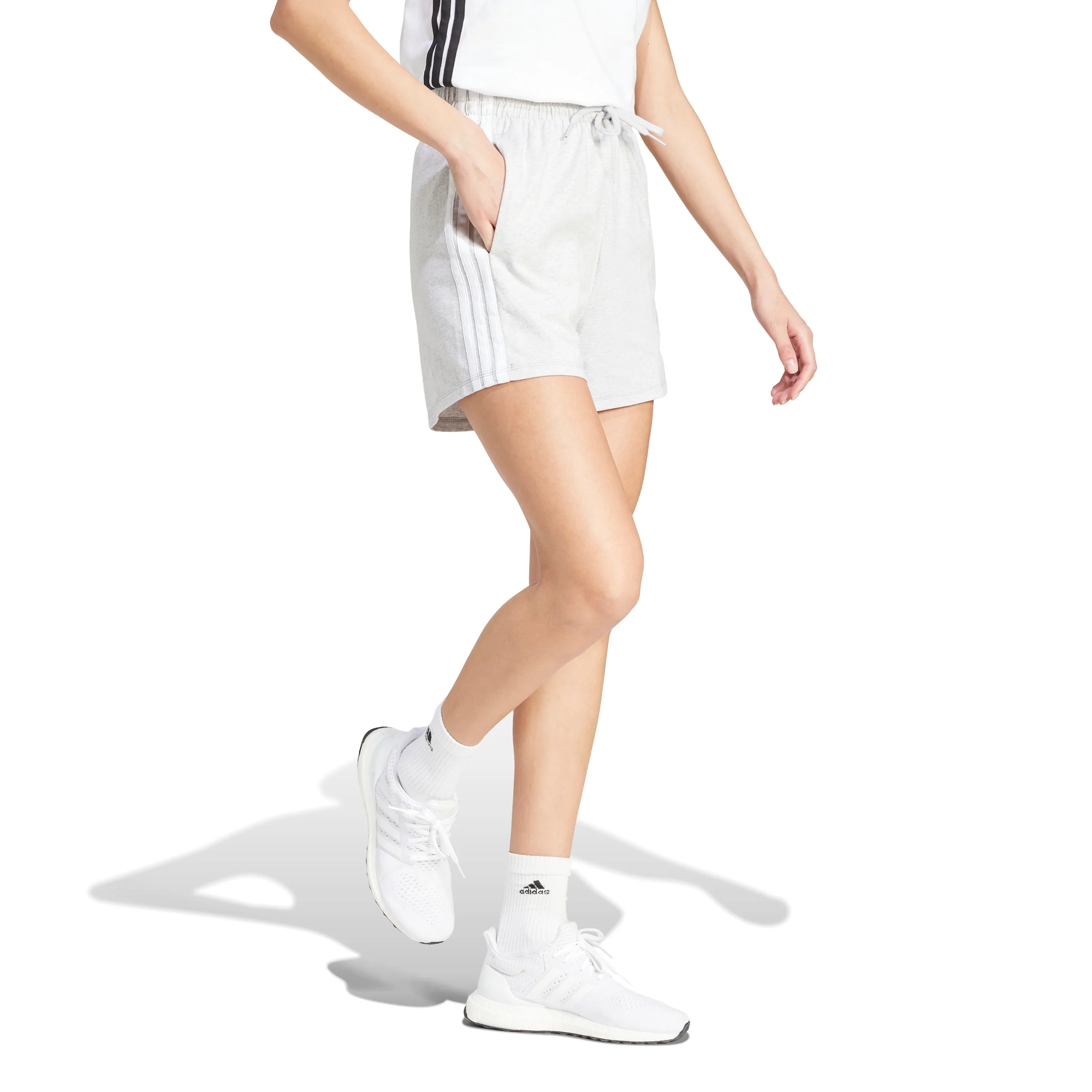 Adidas W 3S SJ Women's Light Grey/White Shorts - Image 2