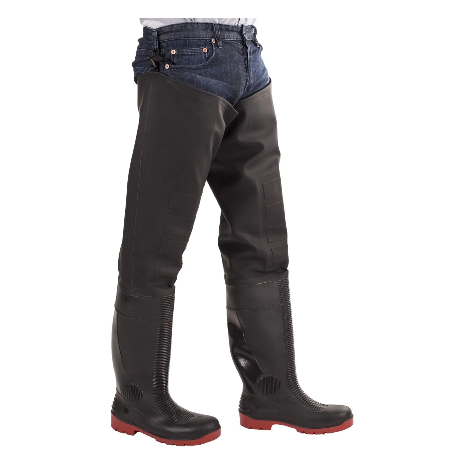 Amblers Safety Unisex Rhone Thigh Safety Wader in Black/Red - Image 3
