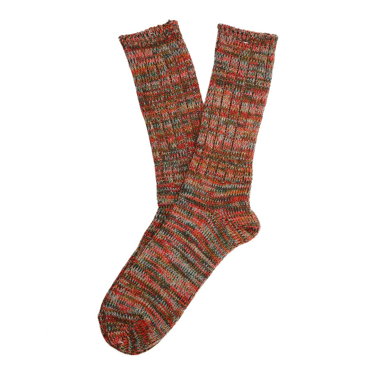 Anonymous Ism 5 Colour Mix Crew Cotton Men's Red Calf High Socks - Image 2