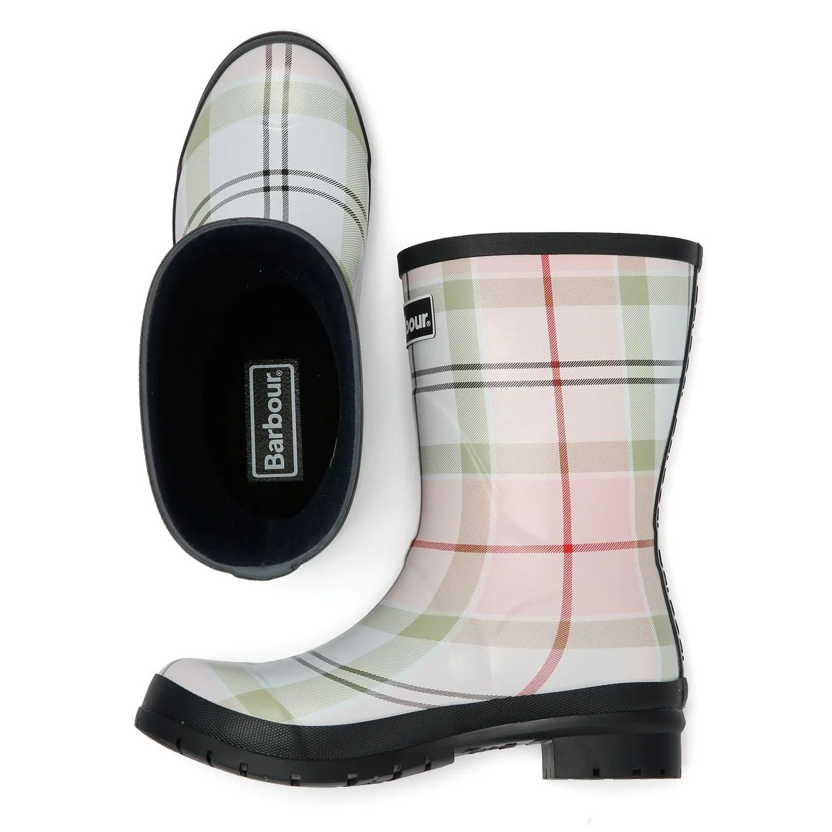 Barbour Banbury Mid Cut Women's Cherry Blossom Tartan Wellington Boots - Image 8