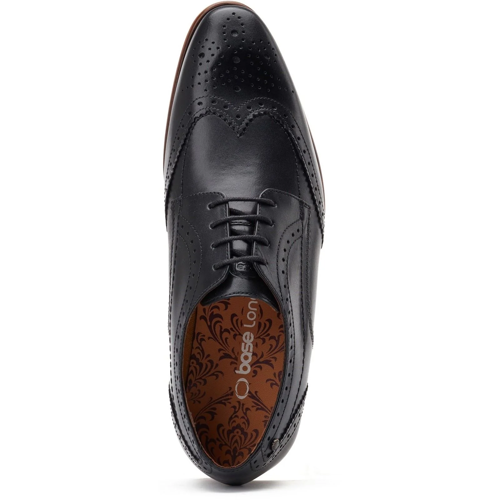 Base London Barbera Excel Leather Men's Black Brogues Shoes - Image 4
