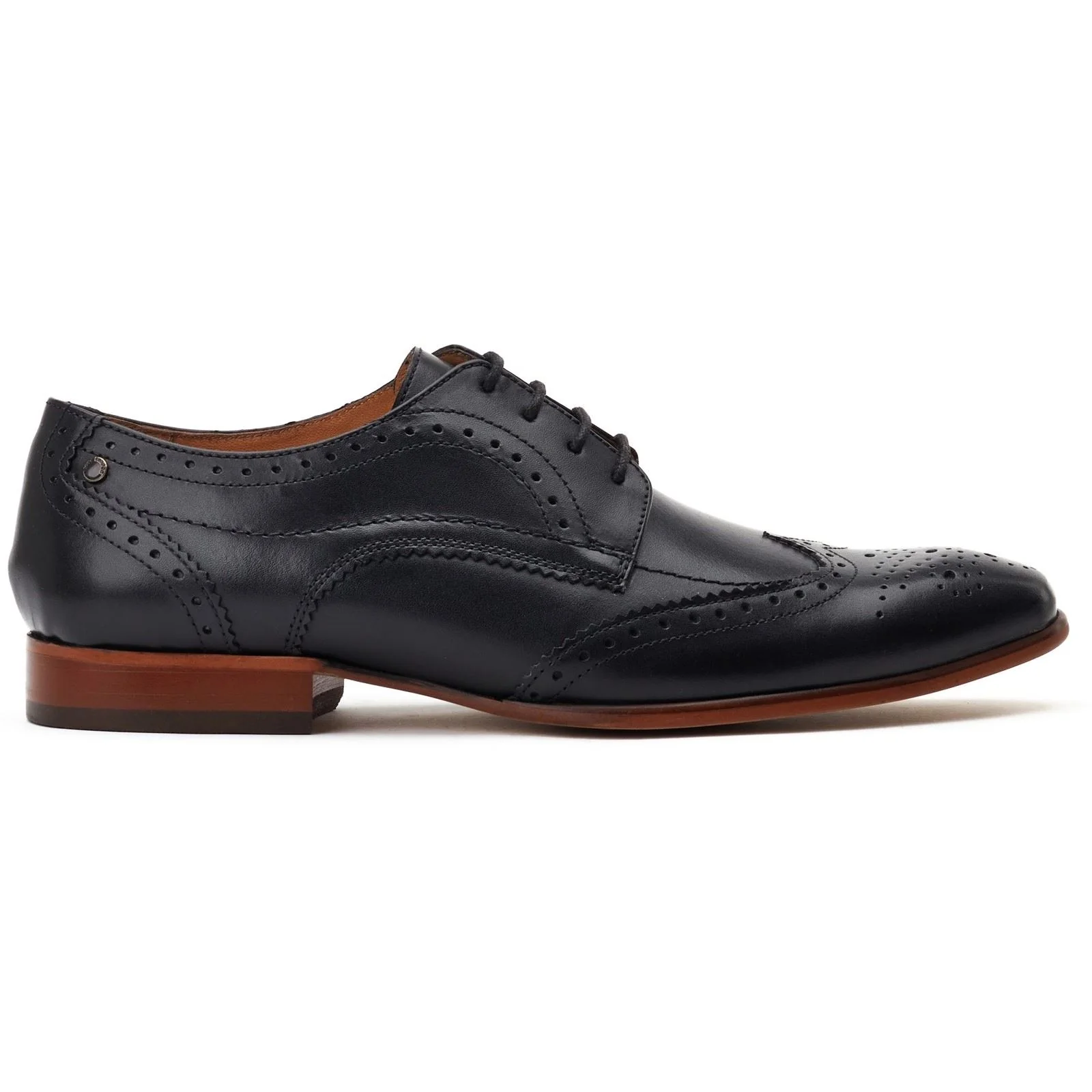 Base London Barbera Excel Leather Men's Black Brogues Shoes - Image 5