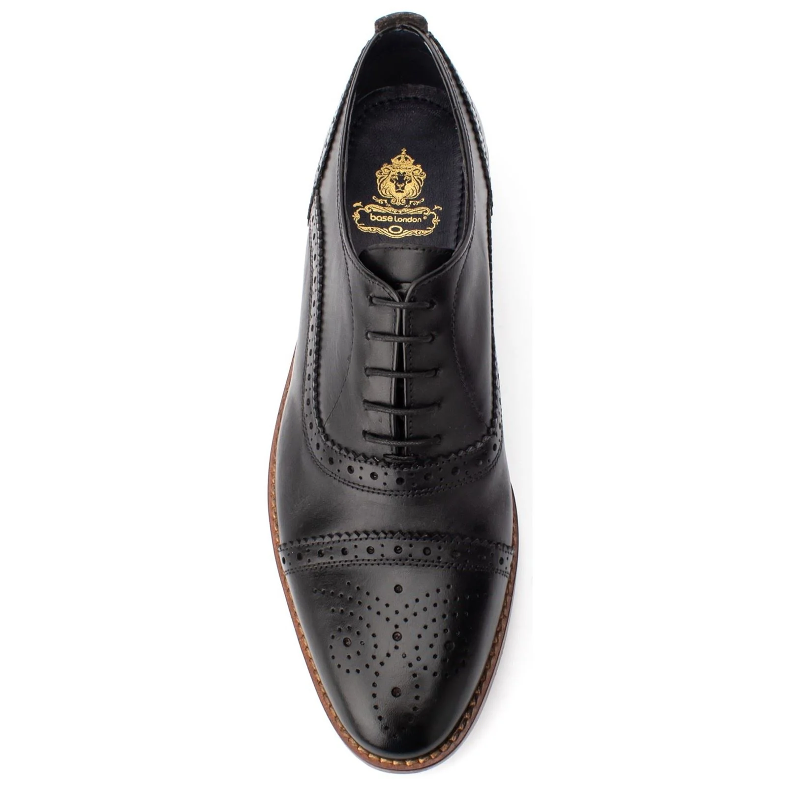 Base London Men's Cast Waxy Brogue Shoe in Black - Image 5