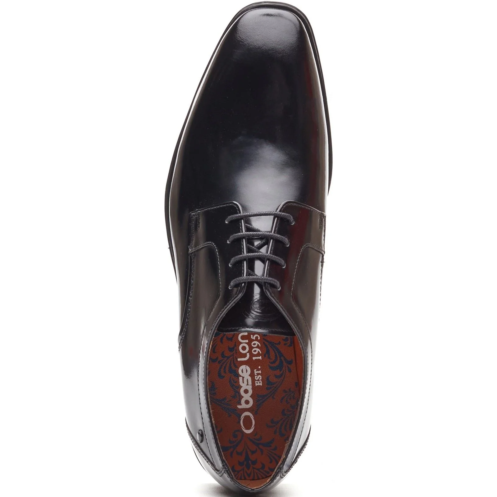 Base London Dome Lace Up Leather Men's Hi Shine Black Lace-Up Shoes - Image 4