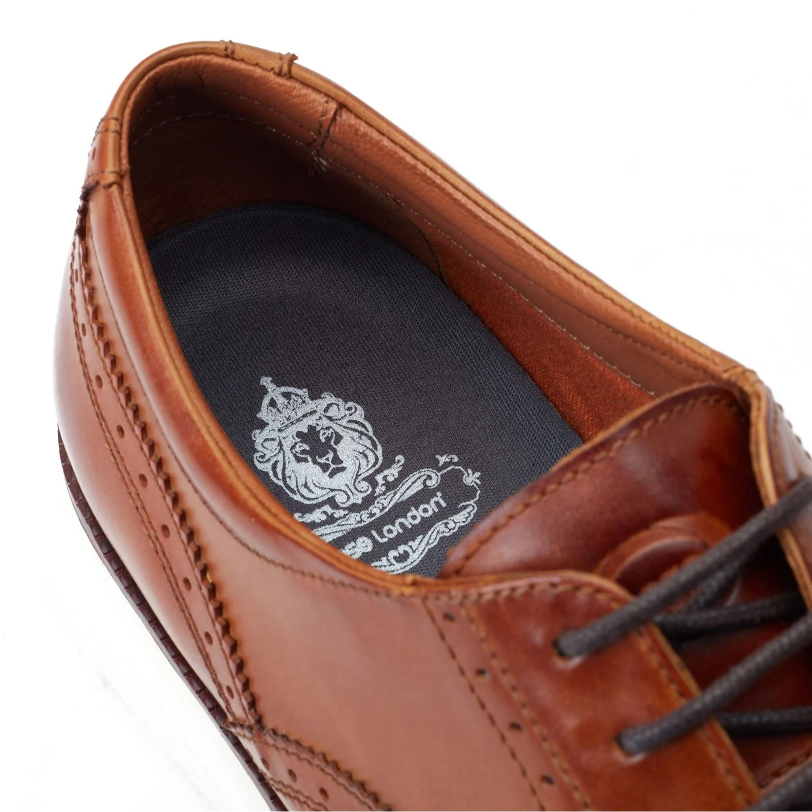 Base London Flight Leather Men's Burnt Tan Brogues Shoes - Image 6