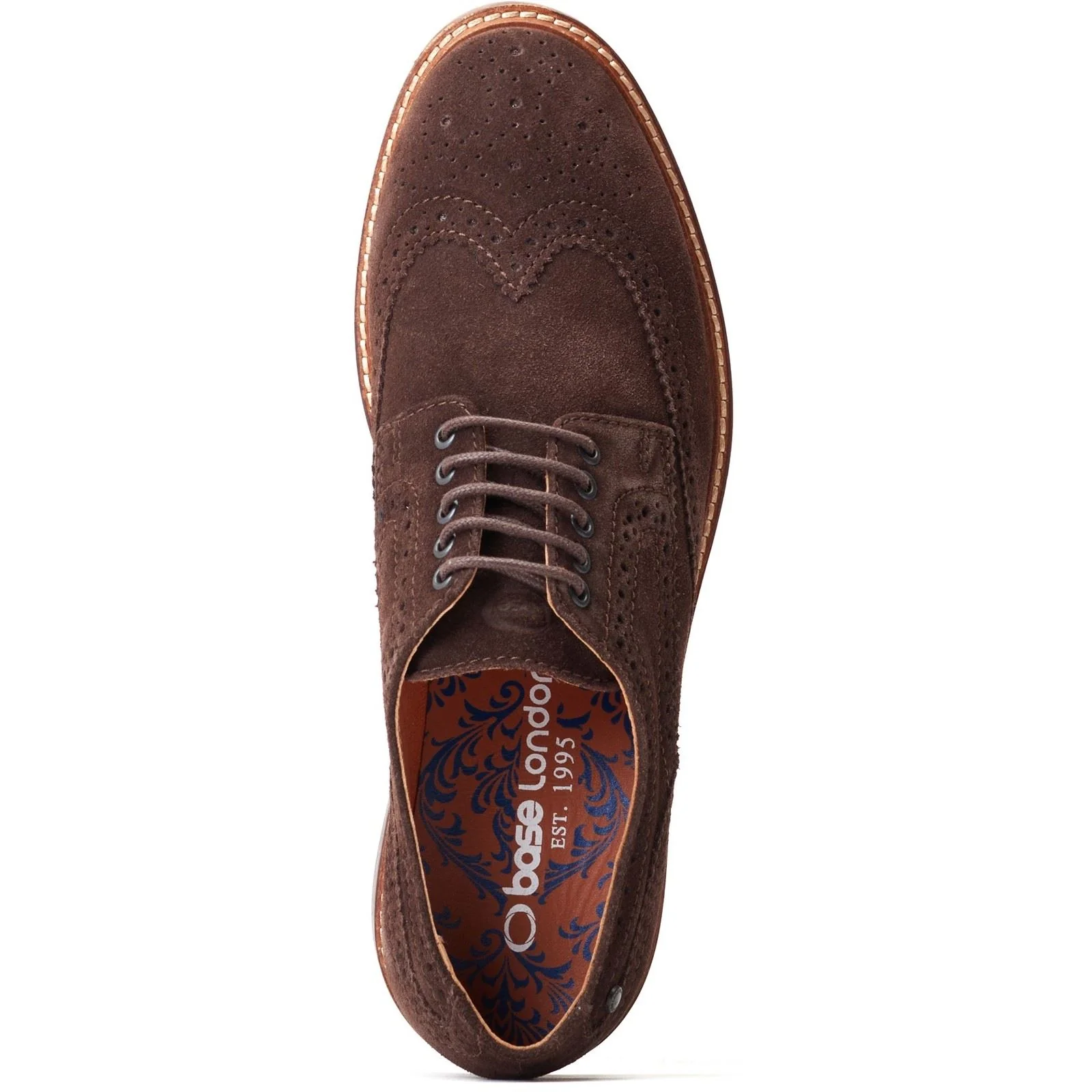 Base London Men's Hatfield Brogue Shoe in Burnt Brown - Image 4