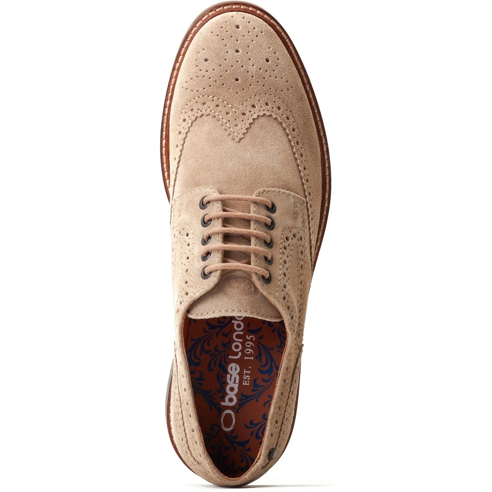 Base London Men's Hatfield Brogue Shoe in Sand - Image 4