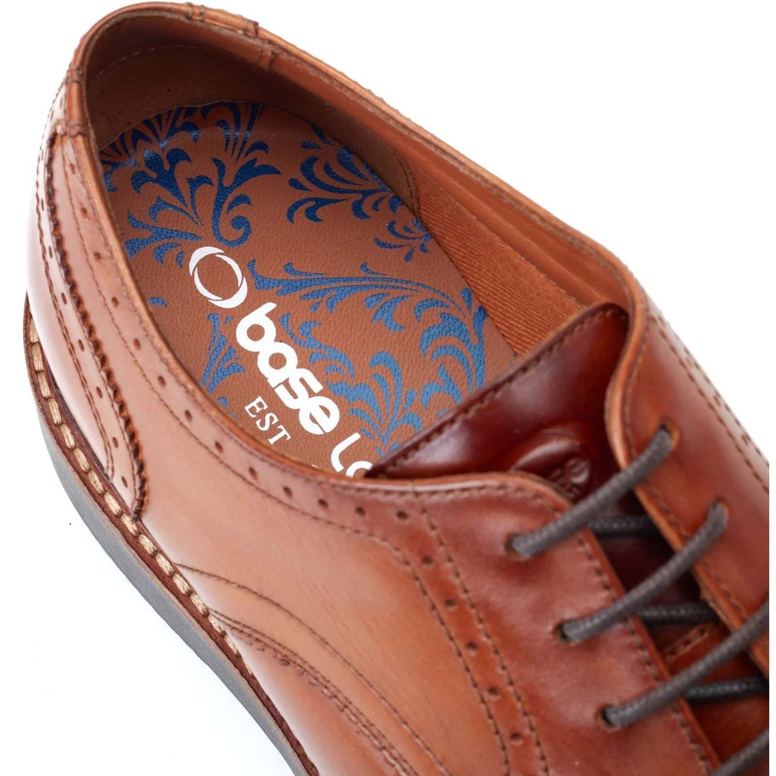 Base London Joe Leather Men's Burnt Tan Brogues Shoes - Image 6