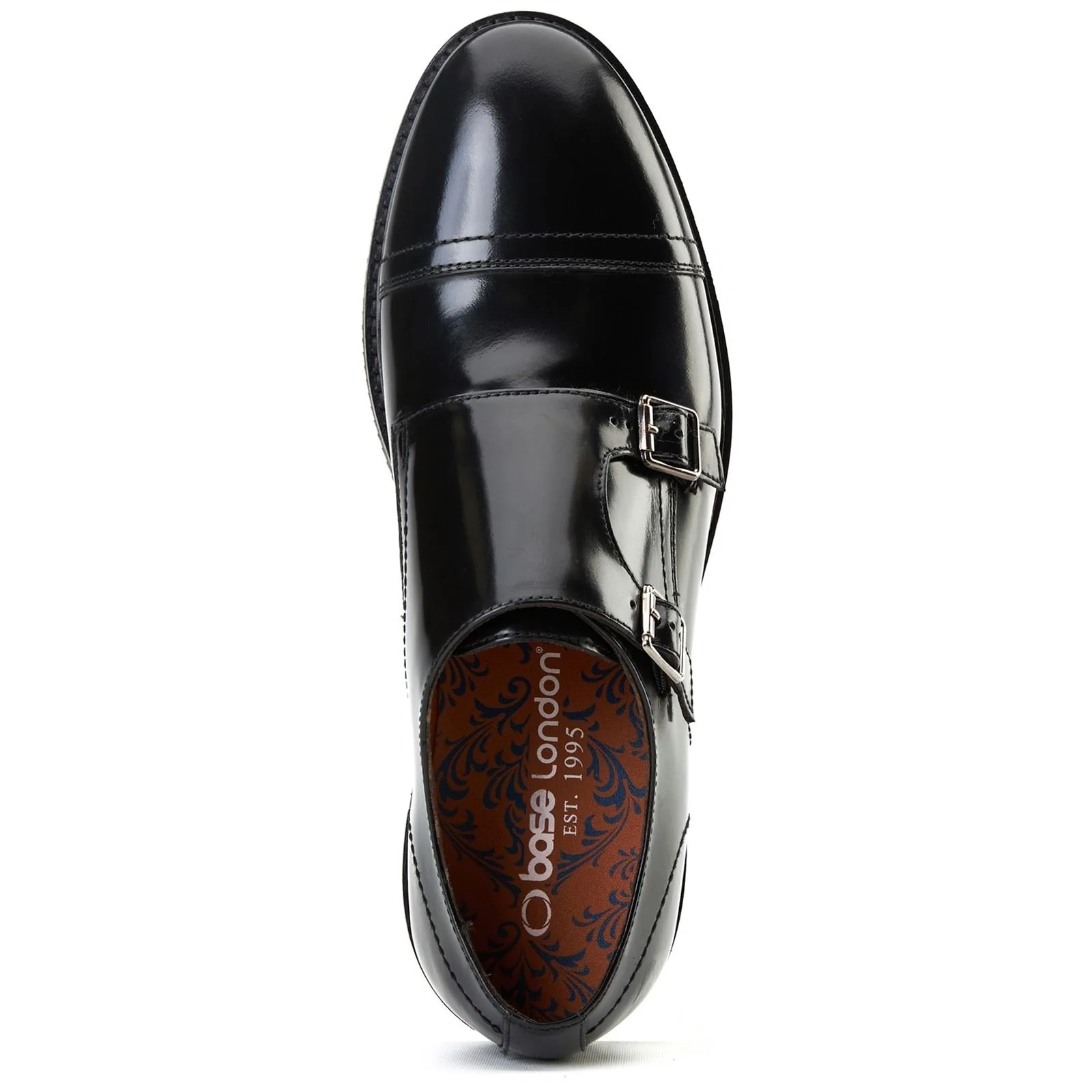 Base London Knight Leather Men's Black Double Monk Shoes - Image 4