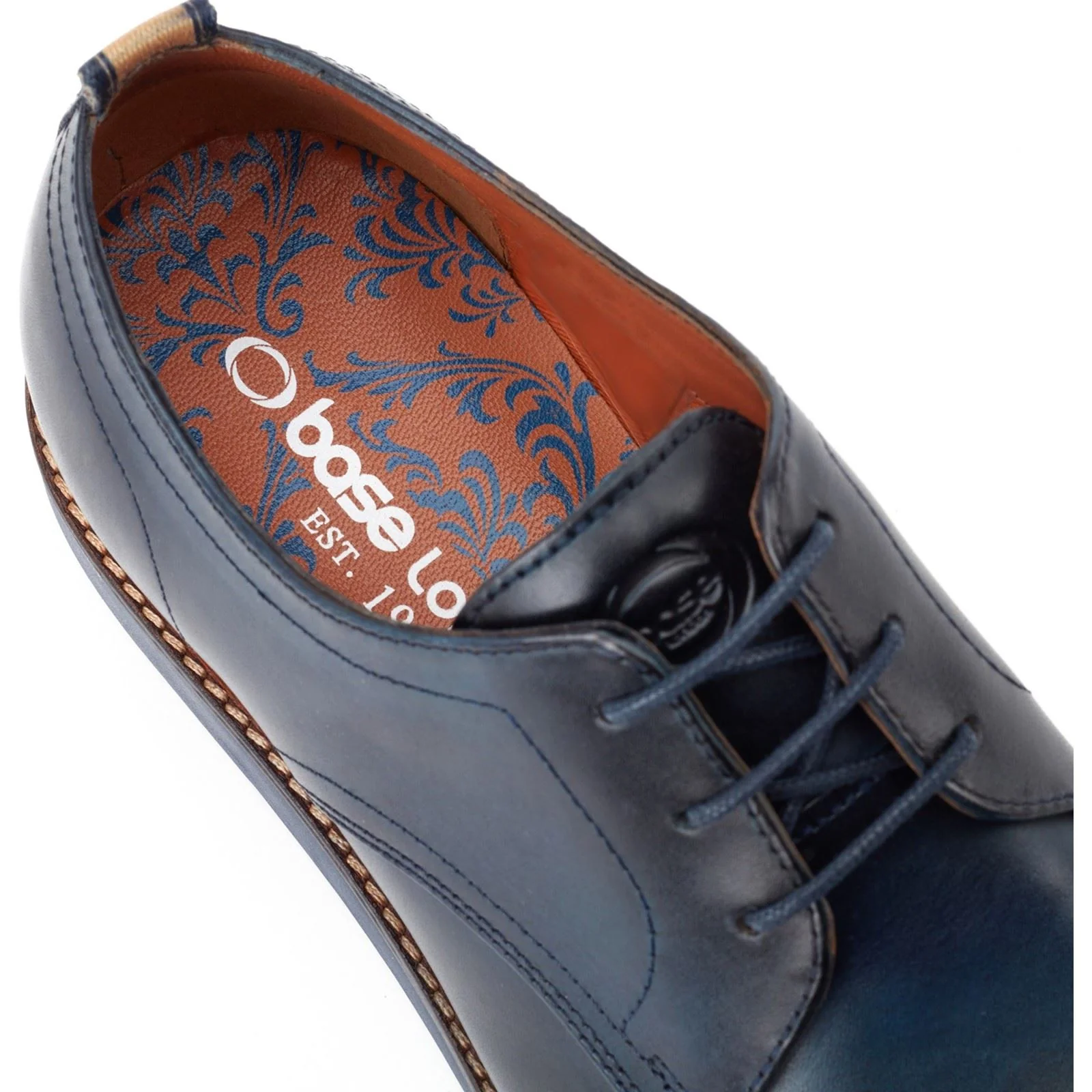 Base London Roly Leather Men's Navy Lace-Up Shoes - Image 6