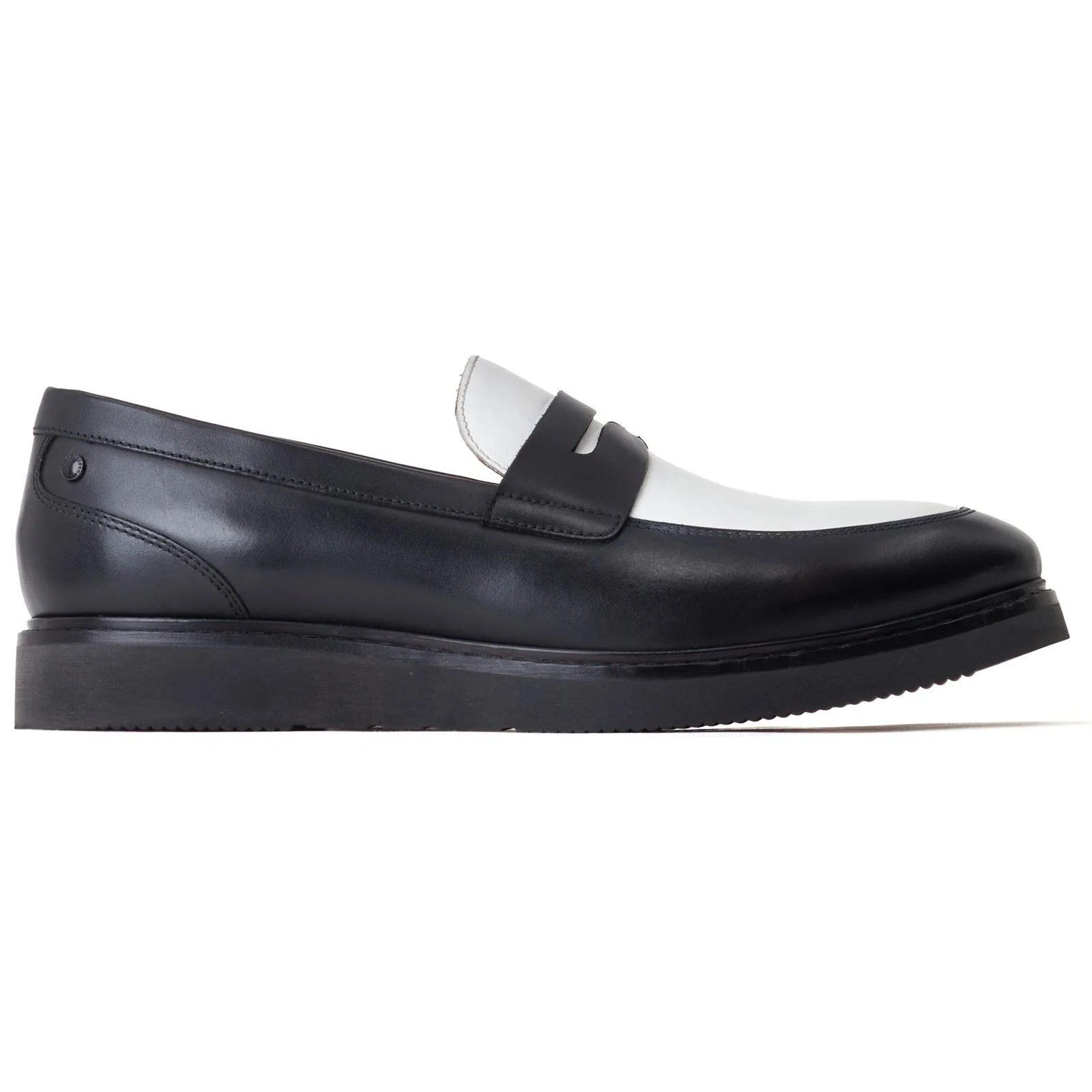 Base London Men's Sid Penny Loafer in Black/White - Image 5