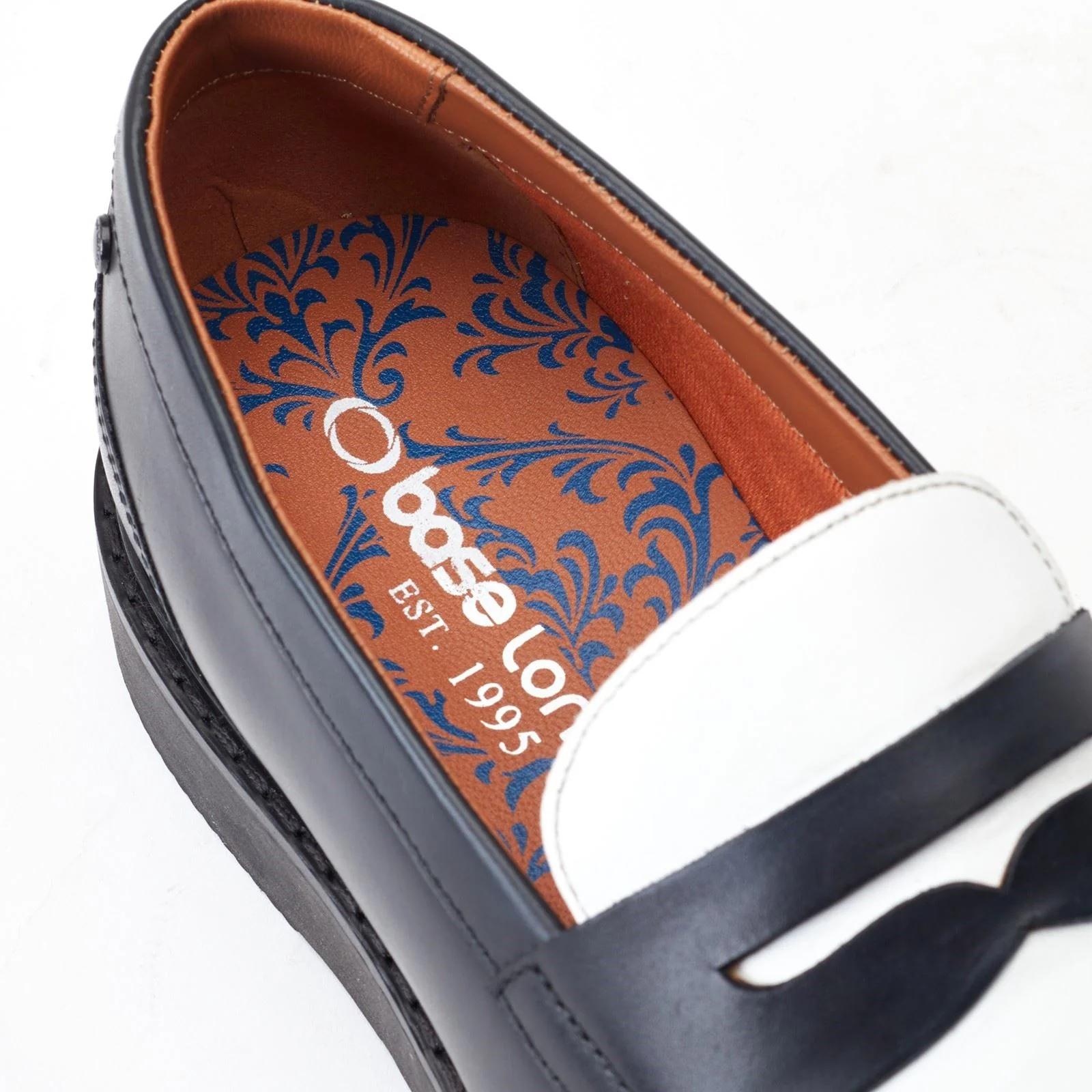 Base London Men's Sid Penny Loafer in Black/White - Image 6
