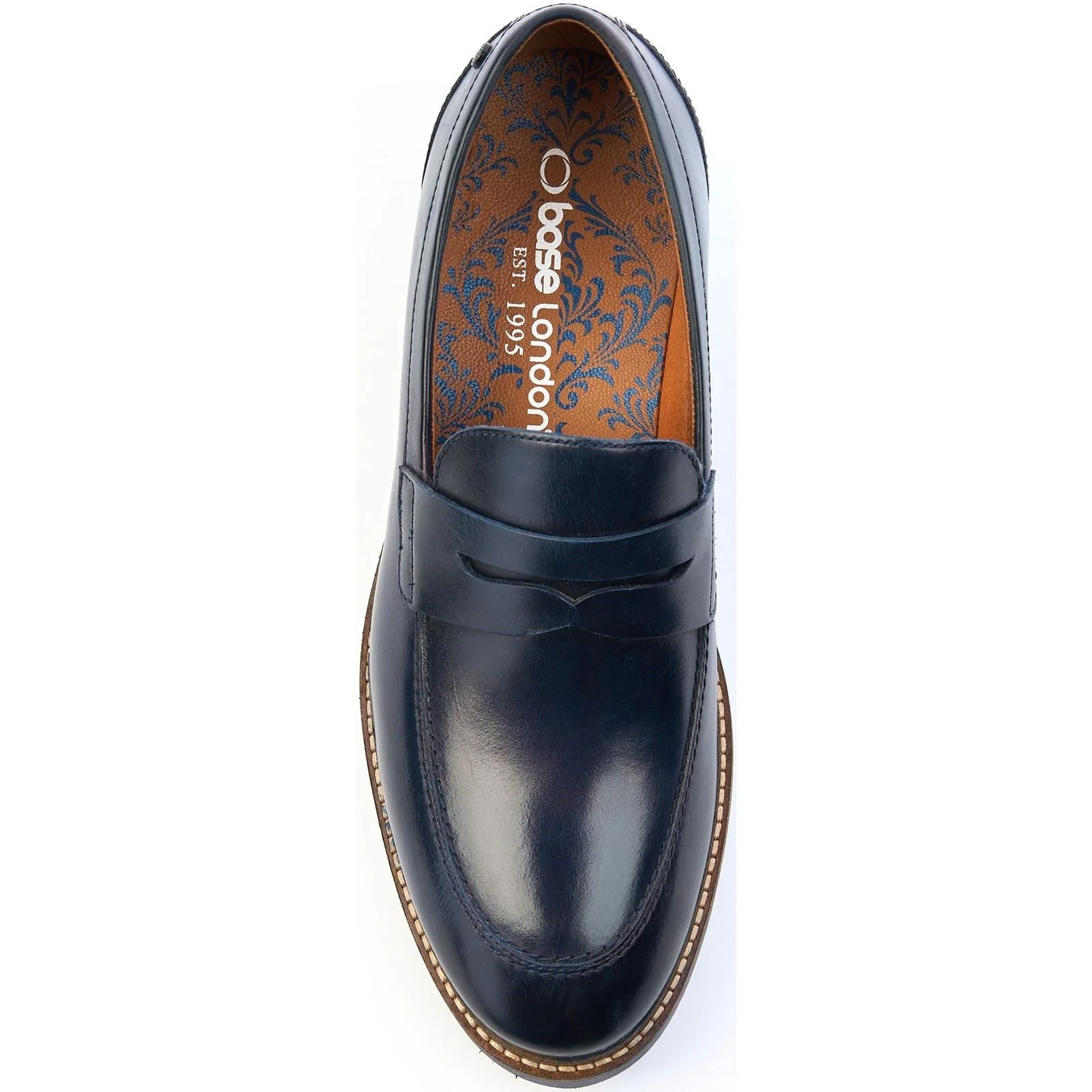 Base London Sid Leather Men's Navy Loafers - Image 4