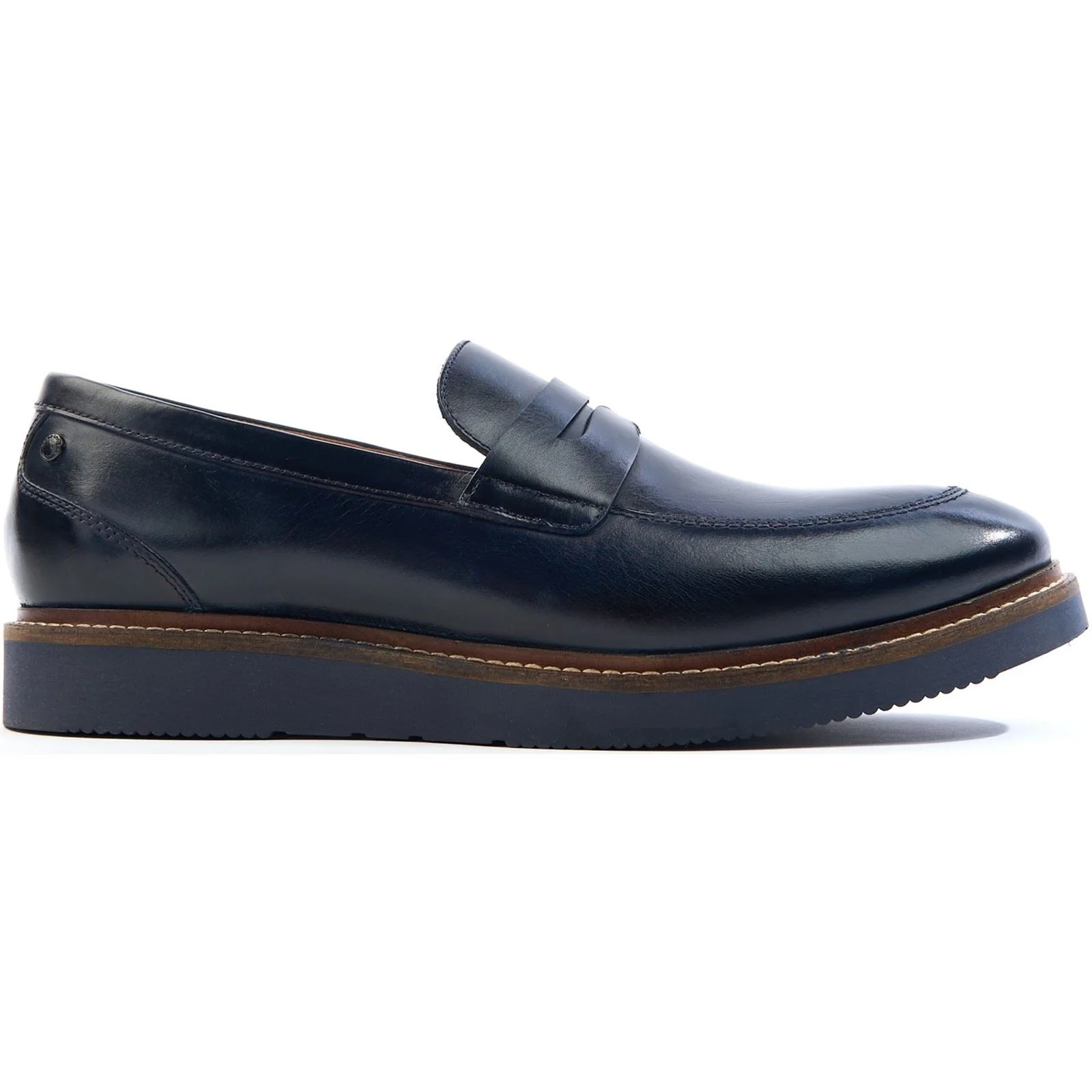 Base London Sid Leather Men's Navy Loafers - Image 5