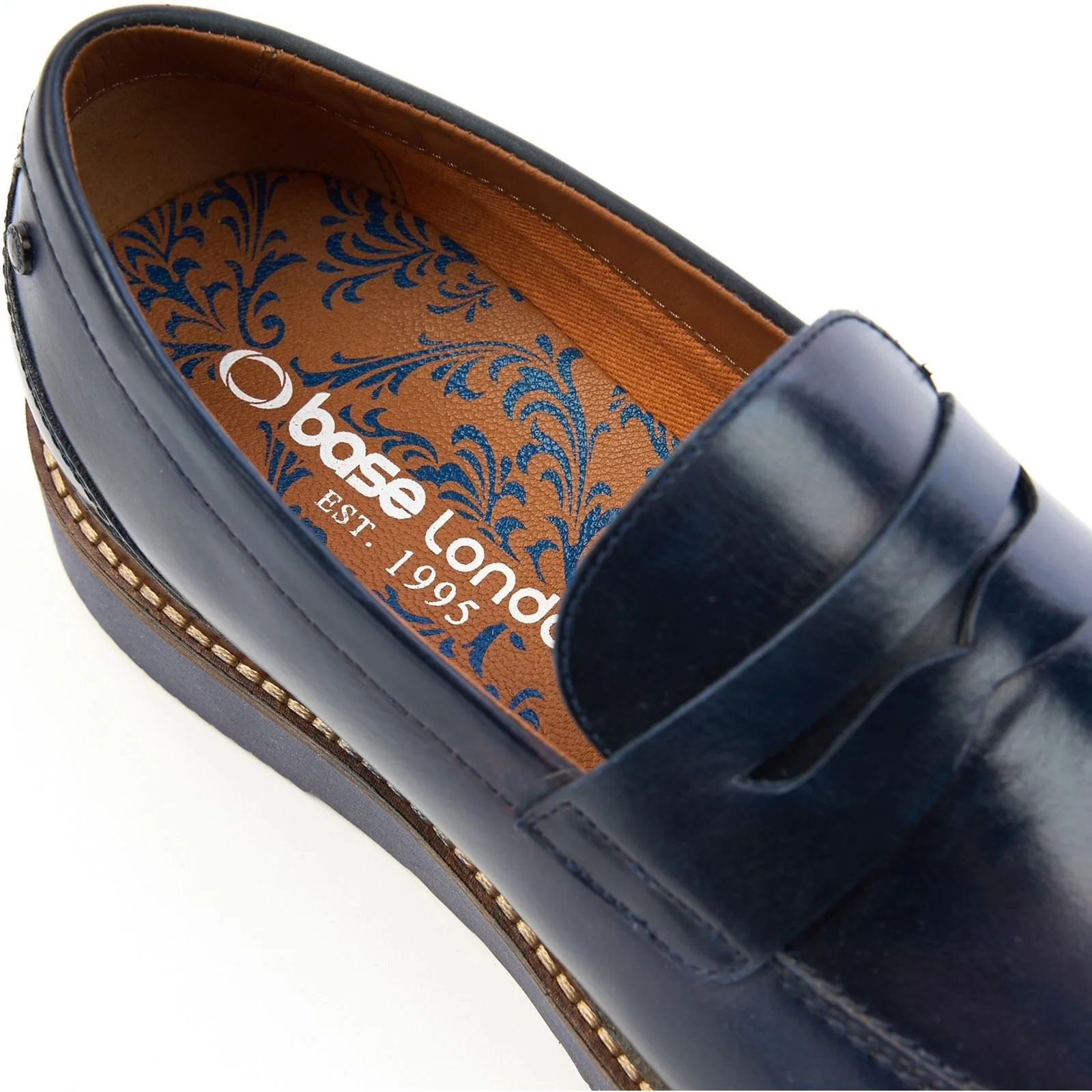 Base London Sid Leather Men's Navy Loafers - Image 6