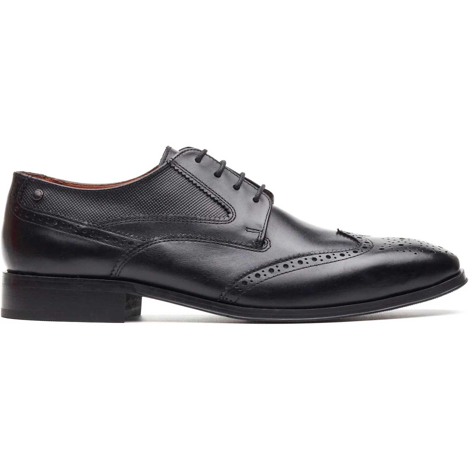 Base London Steeple Brogue Leather Men's Black Brogues Shoes - Image 5