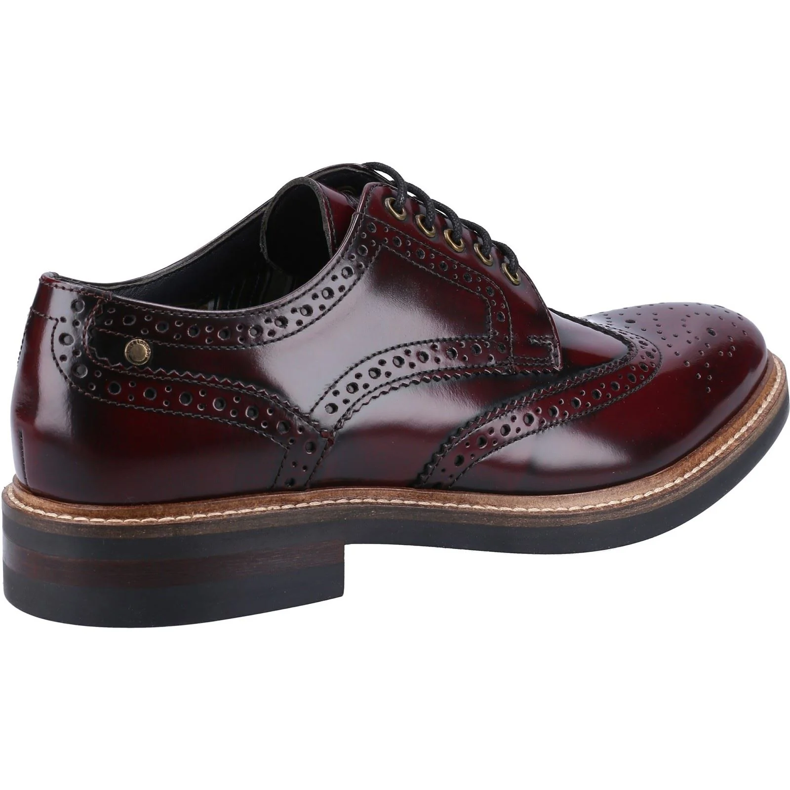 Base London Men's Woburn Hi-Shine Brogue Shoe in Bordo - Image 2
