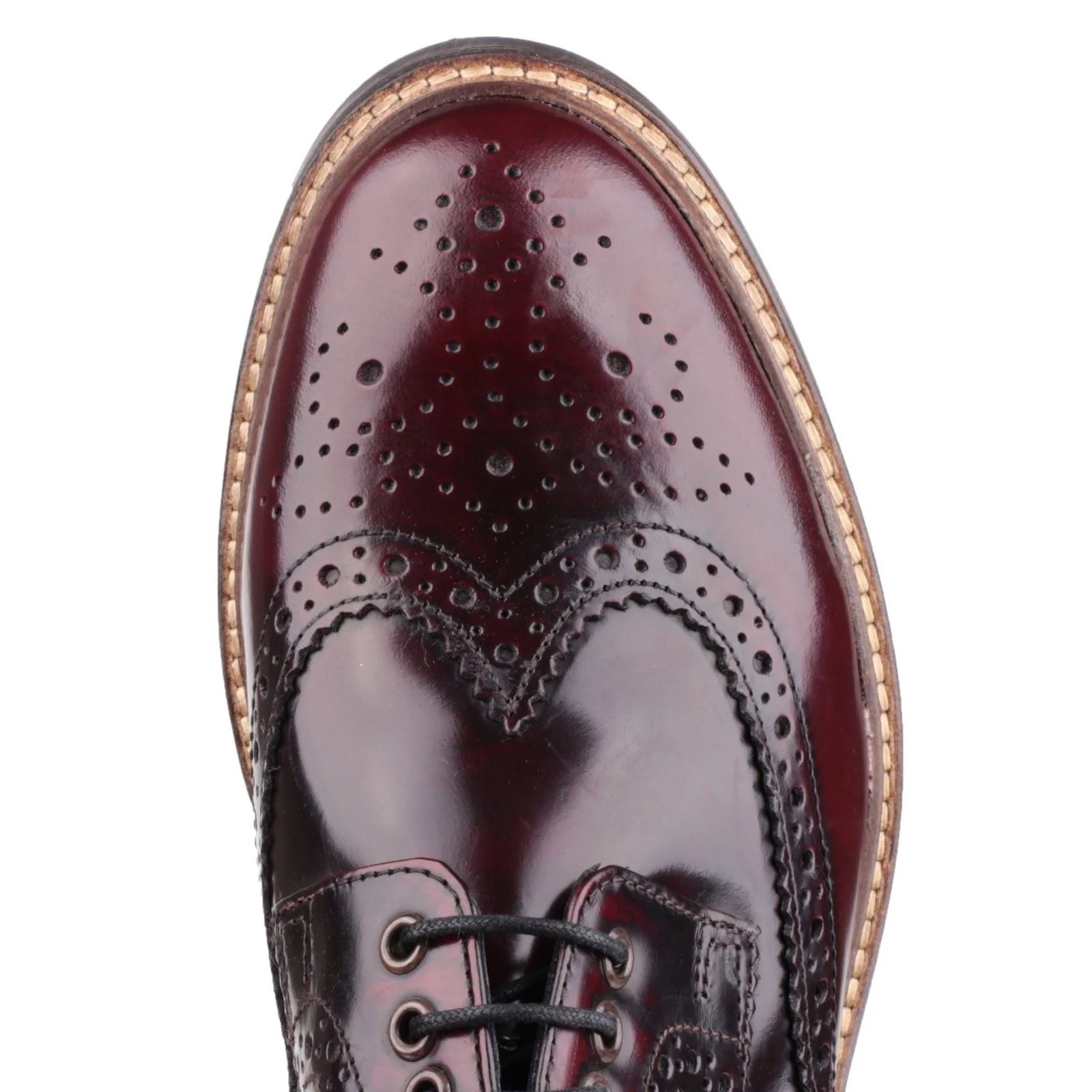 Base London Men's Woburn Hi-Shine Brogue Shoe in Bordo - Image 6