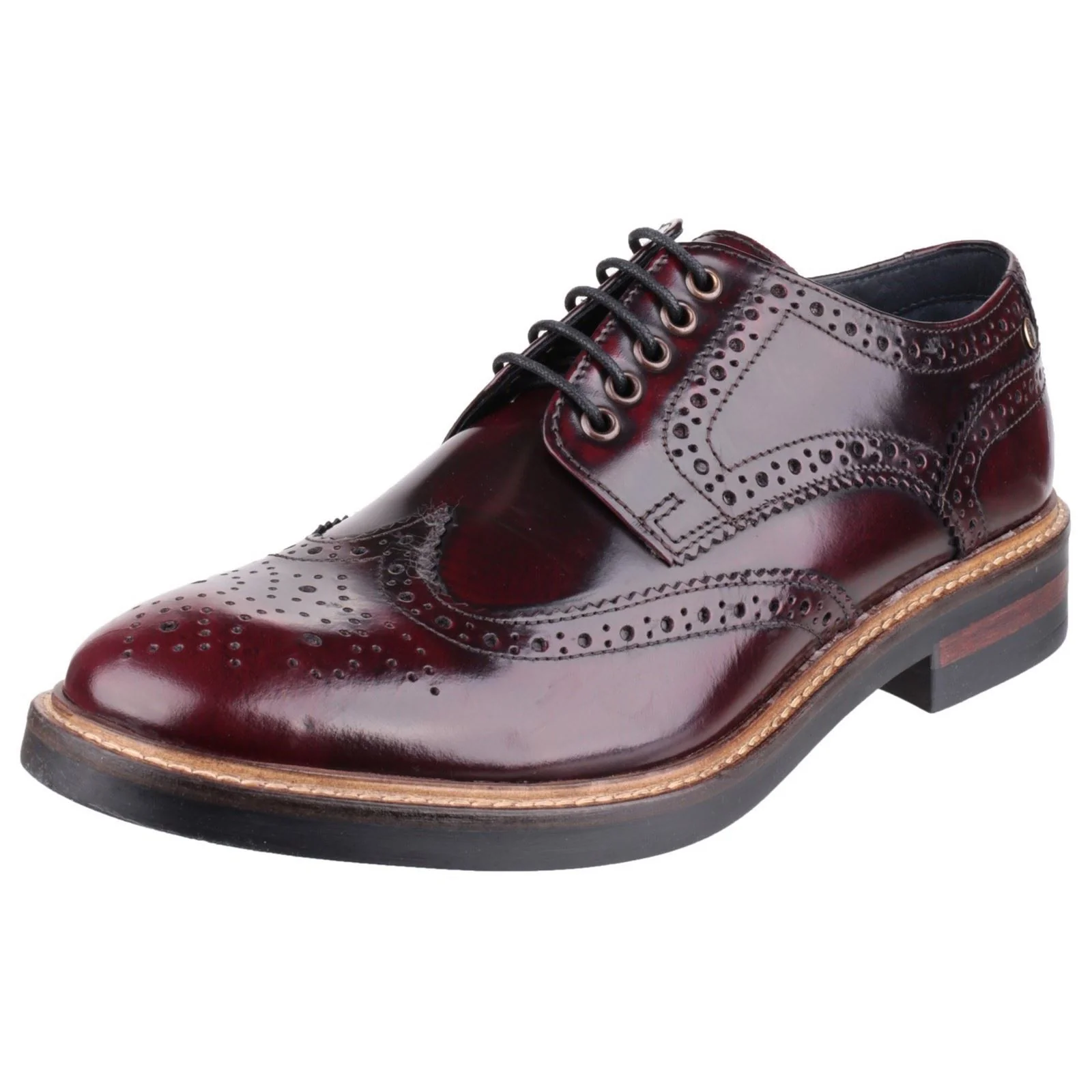 Base London Men's Woburn Hi-Shine Brogue Shoe in Bordo - Image 9