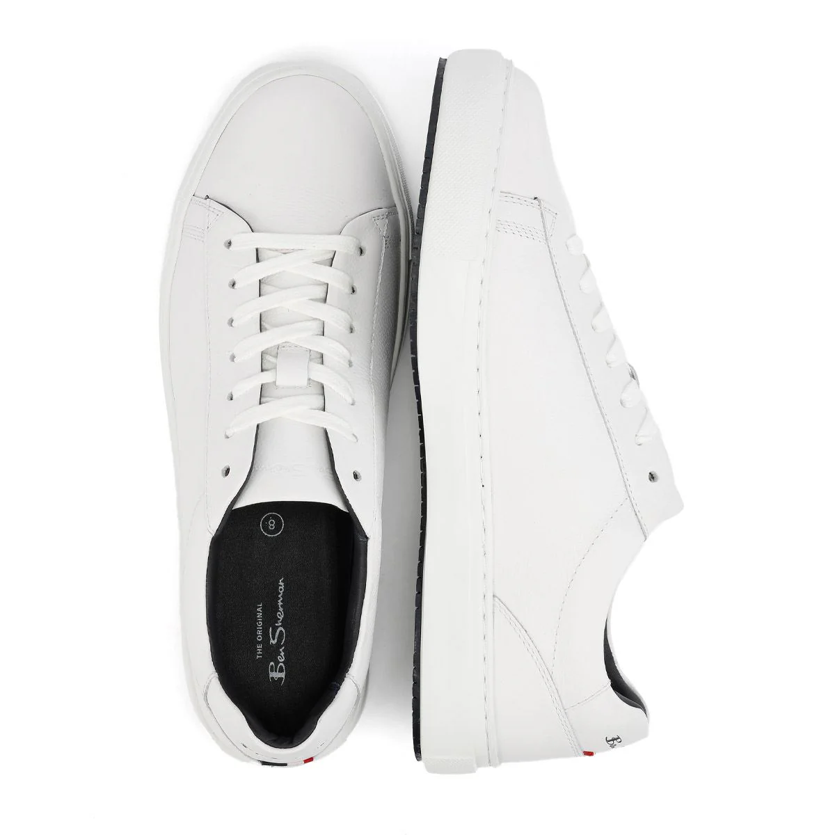 Ben Sherman Ace Cupsole Leather Men's White Trainers - Image 8
