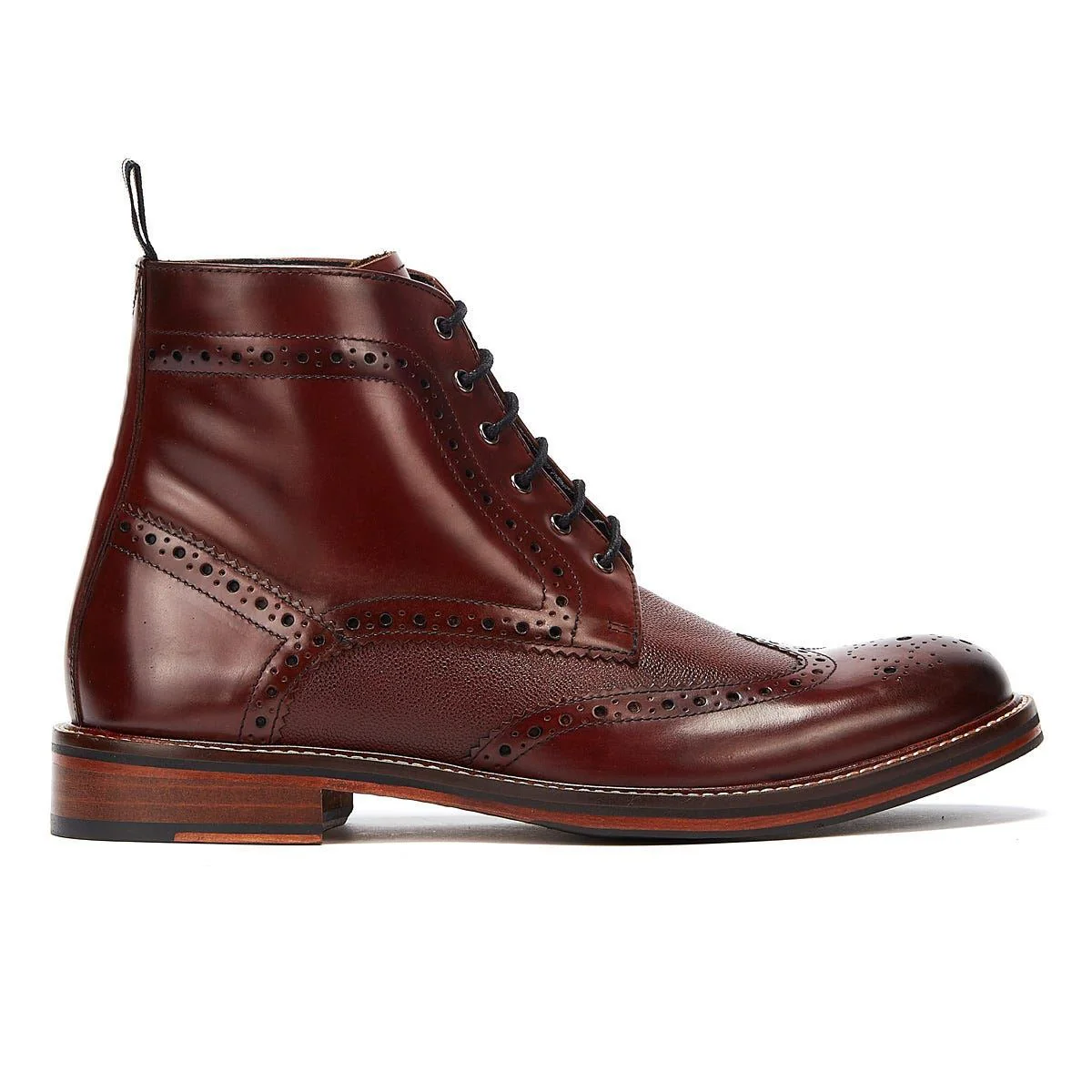 Ben Sherman Alfred Brogue Leather Men's Burgundy Boots - Image 4