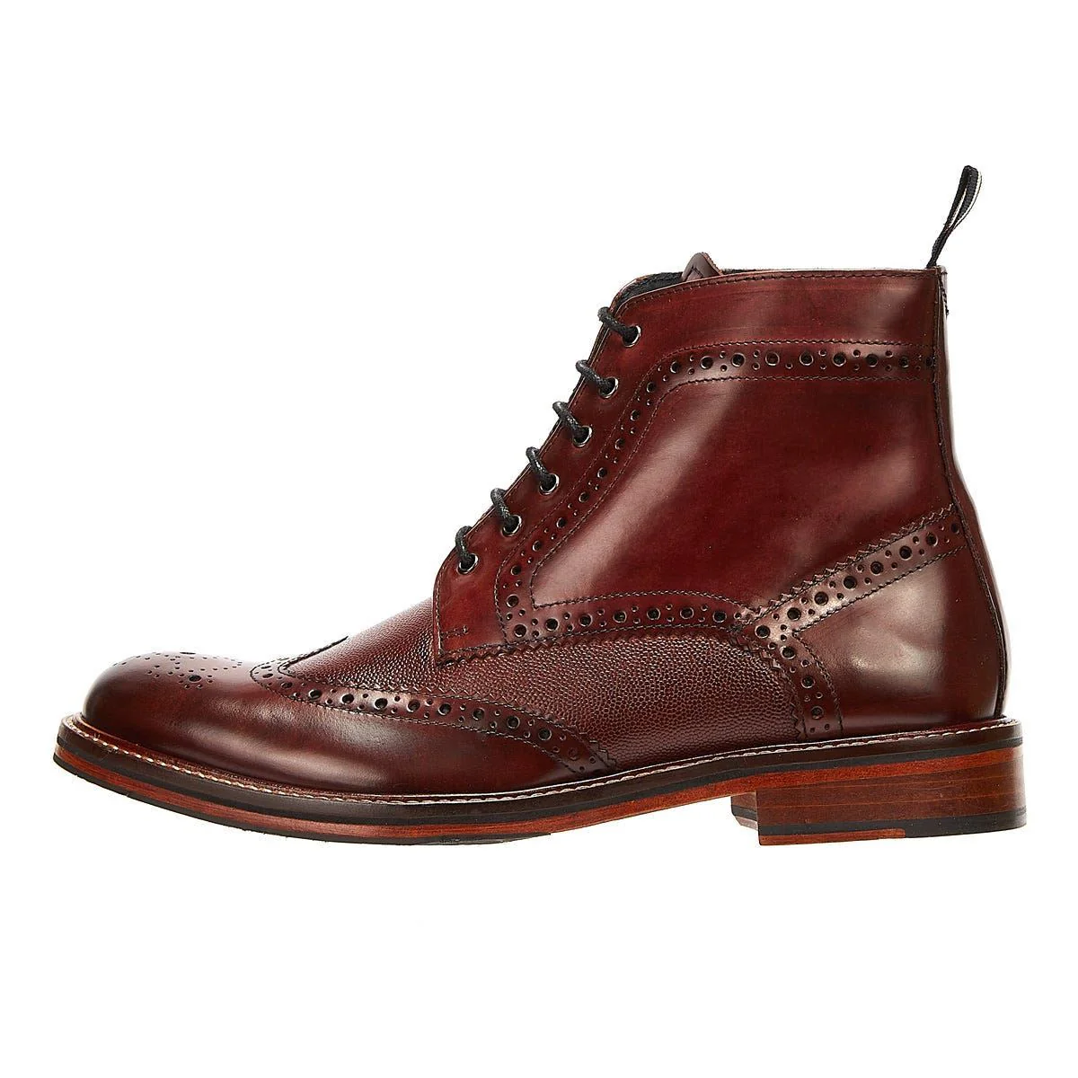 Ben Sherman Alfred Brogue Leather Men's Burgundy Boots - Image 5