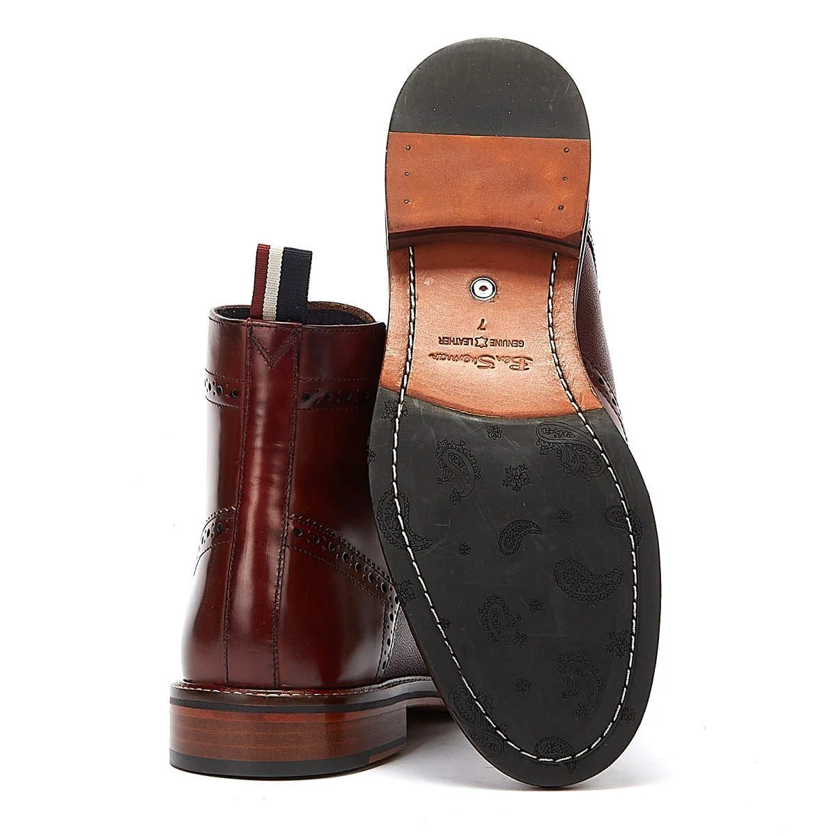 Ben Sherman Alfred Brogue Leather Men's Burgundy Boots - Image 8