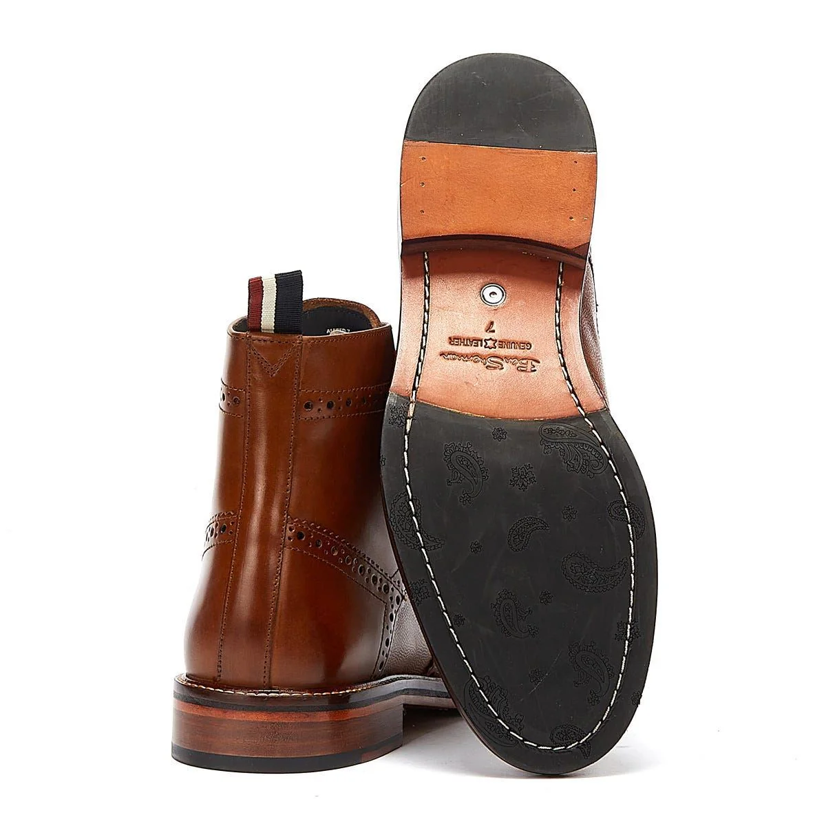 Ben Sherman Alfred Brogue Leather Men's Tan Boots - Image 3