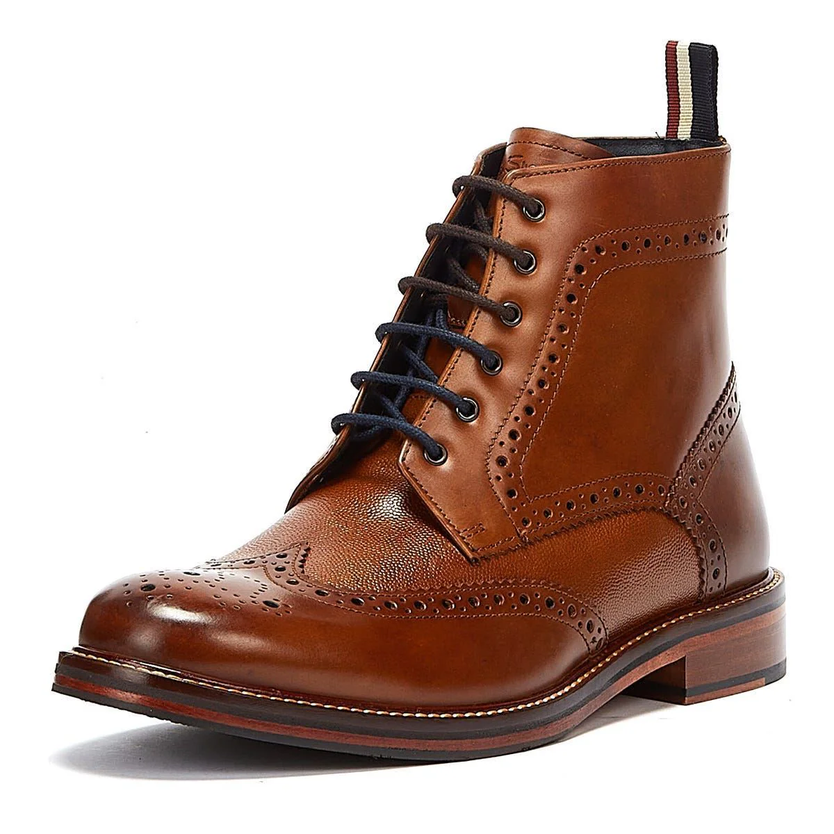 Ben Sherman Alfred Brogue Leather Men's Tan Boots - Image 5