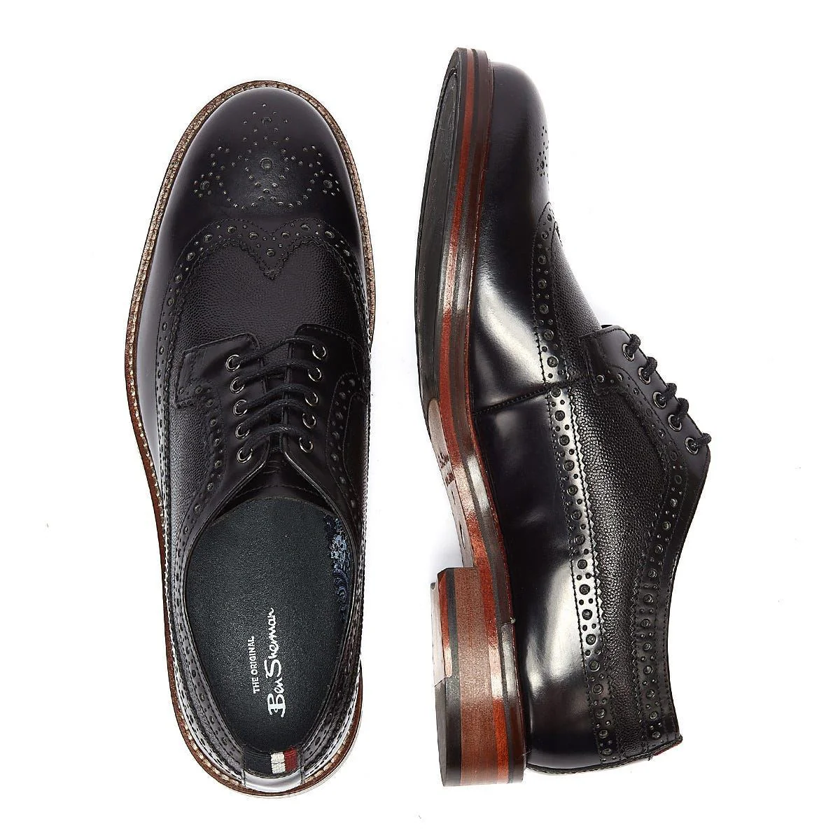 Ben Sherman Archie Brogue Leather Men's Black Lace-Up Shoes - Image 7