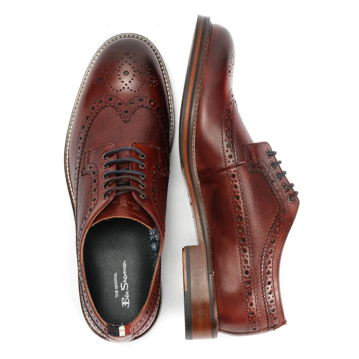 Ben Sherman Archie Brogue Leather Men's Burgundy Lace-Up Shoes - Image 8