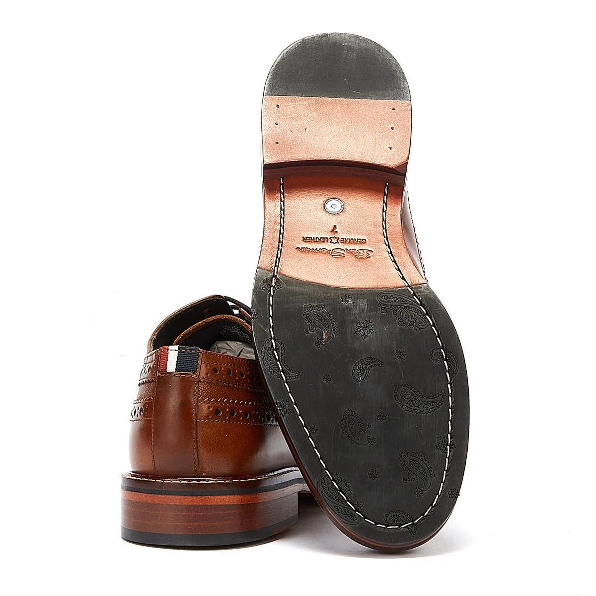 Ben Sherman Archie Brogue Leather Men's Tan Lace-Up Shoes - Image 6
