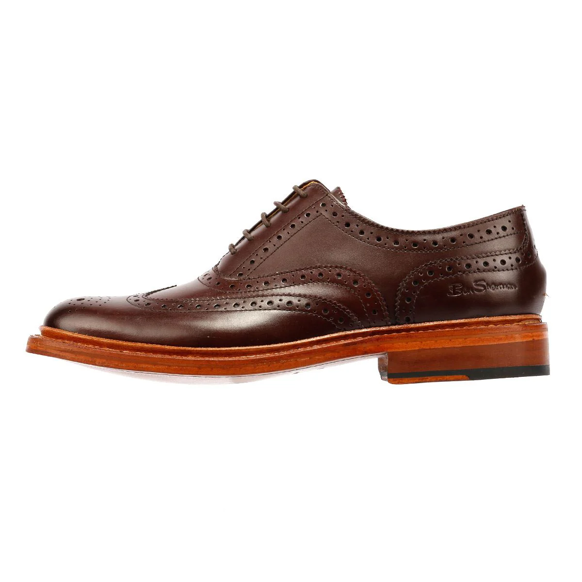 Ben Sherman Sugarman Brogue Leather Men's Mocha Lace-Up Shoes - Image 6