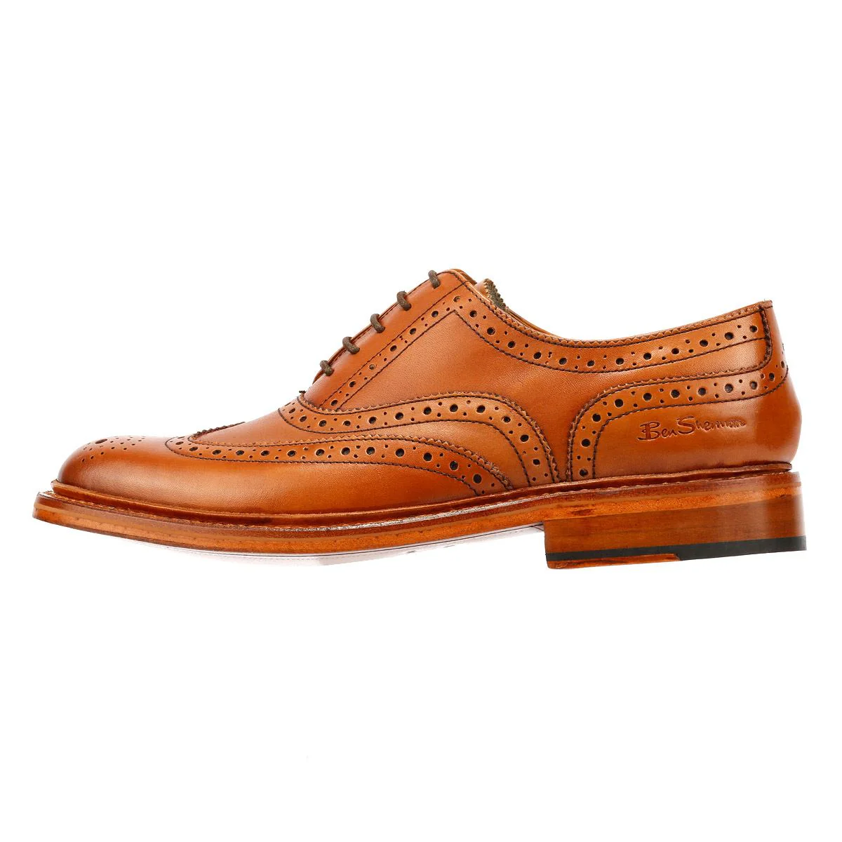 Ben Sherman Sugarman Brogue Leather Men's Tan Lace-Up Shoes - Image 6