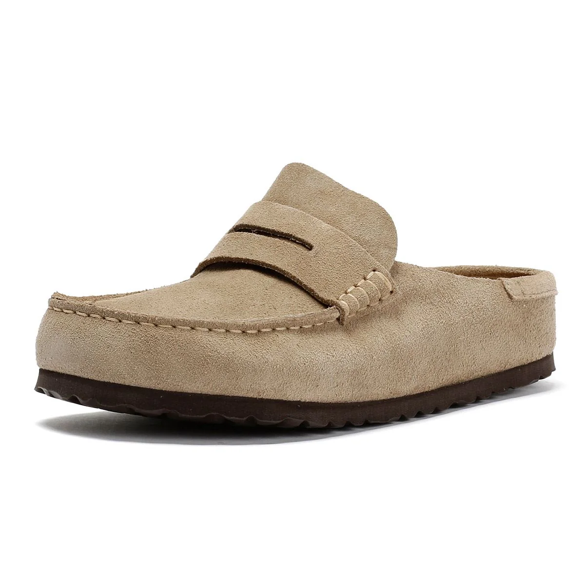 Birkenstock Naples Suede Taupe Regular Clogs - Image 3