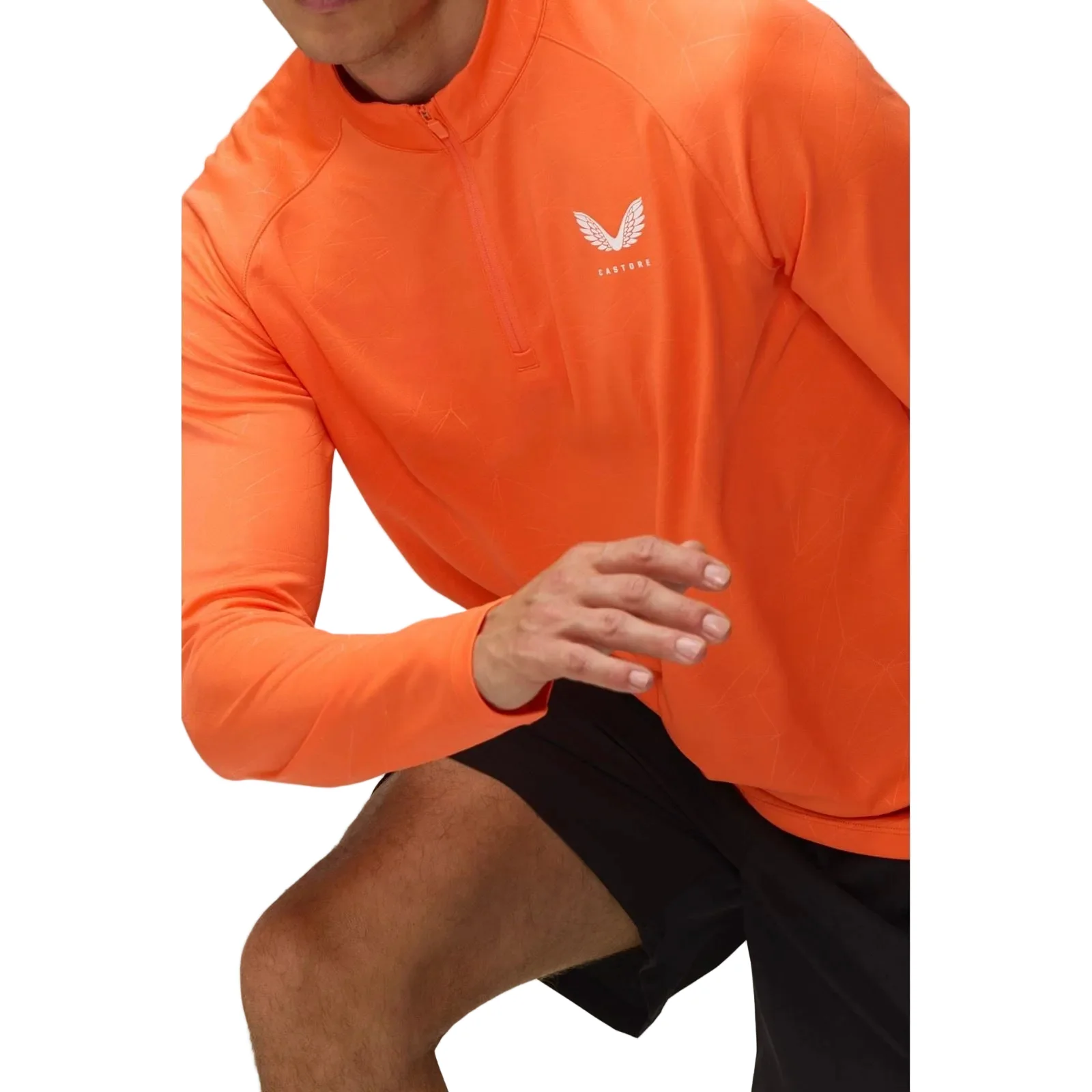Castore Adapt Training 1/4 Zip Top Polyester Men's Orange Activewear T-Shirts - Image 5