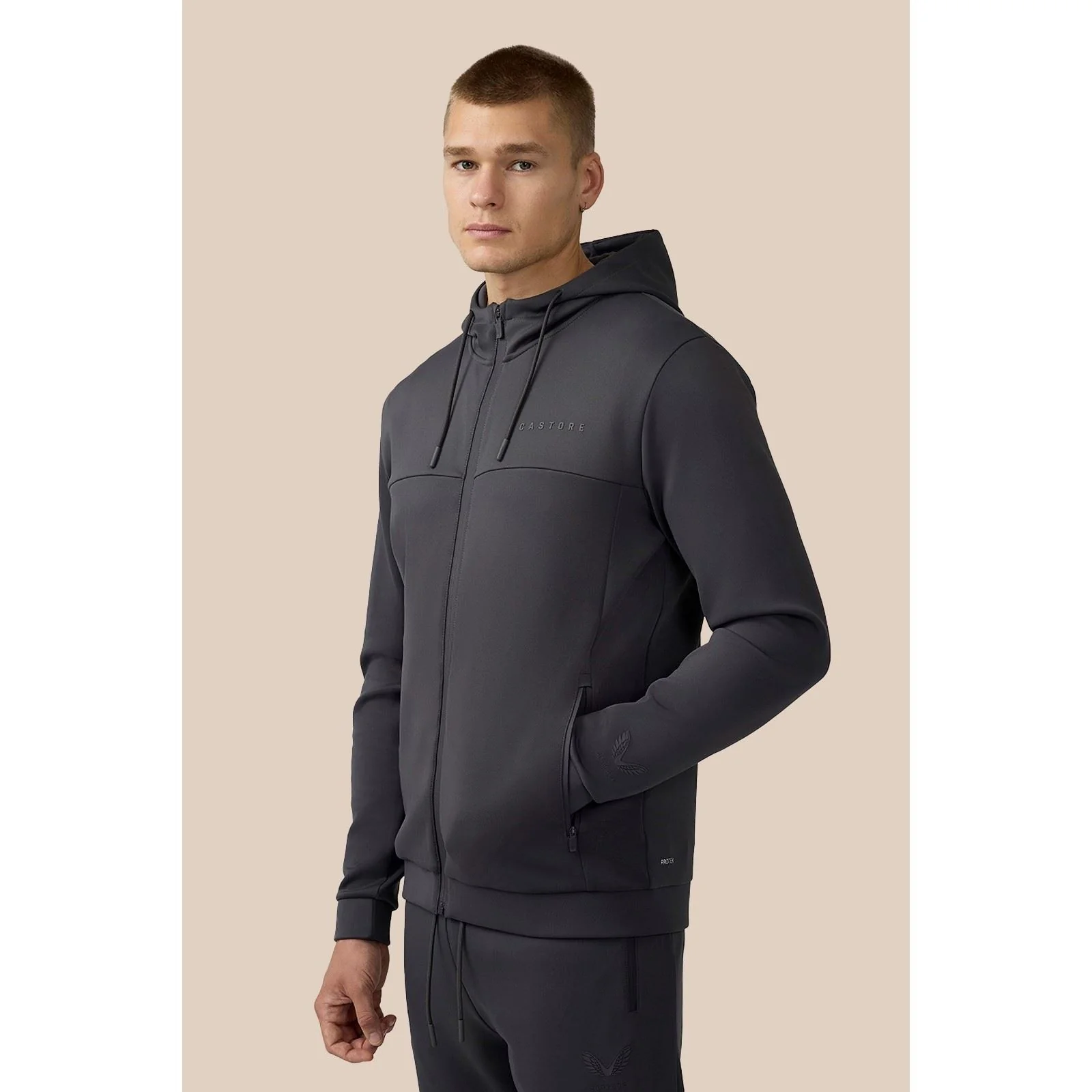 Castore Scuba Full Zip Through Hoody Polyester Men's Grey Hooded Sweatshirt - Image 4