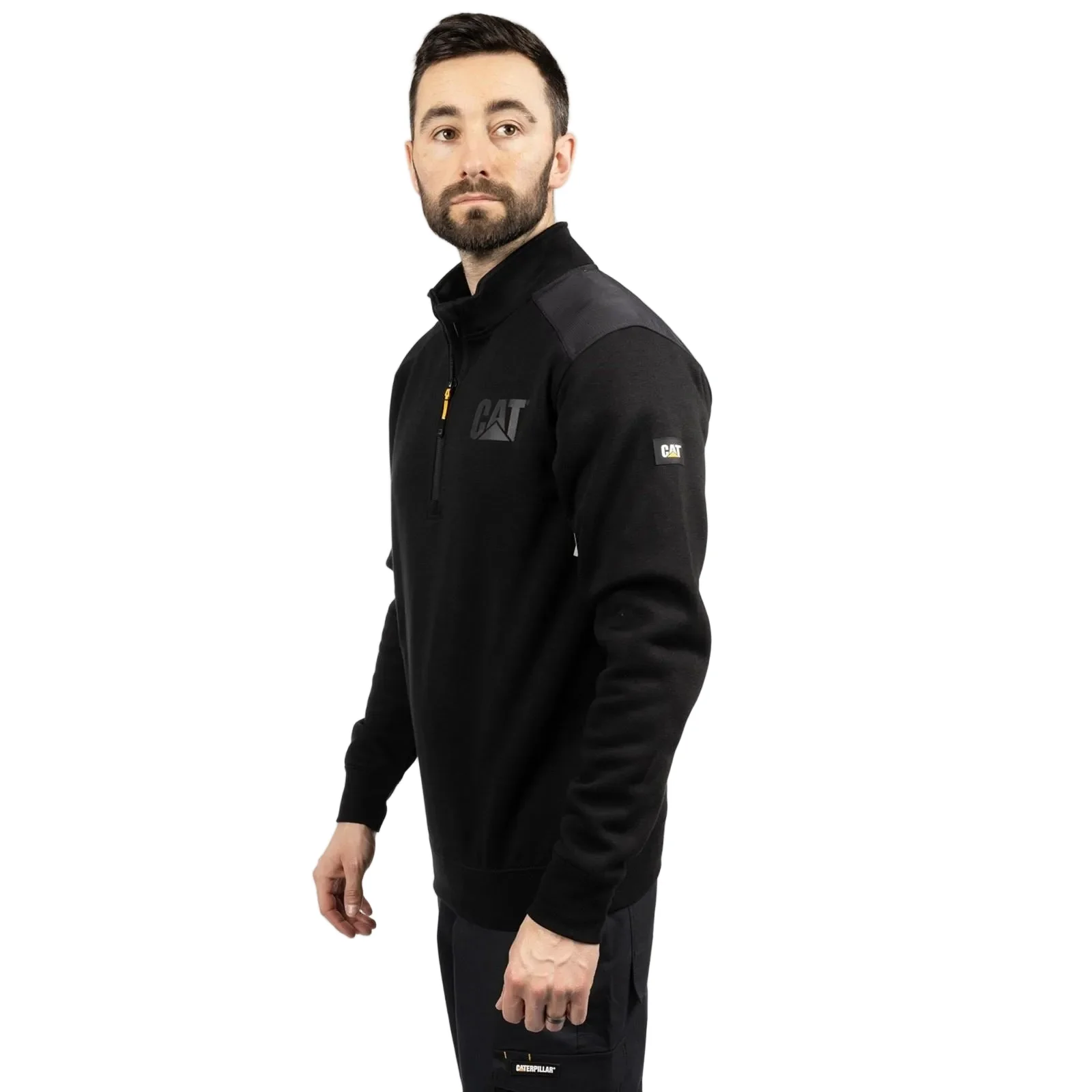 Caterpillar Essential 1/4 Zip Polyester Men's Black Sweatshirt - Image 3