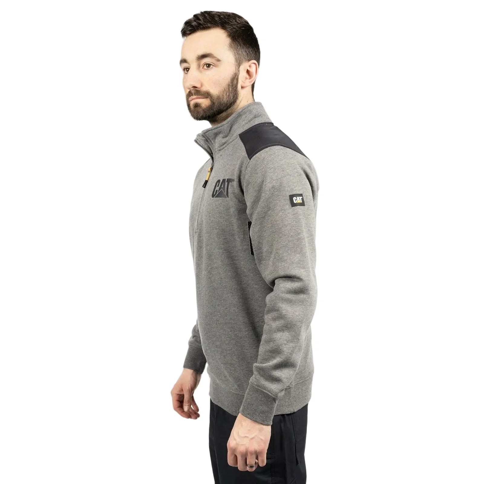 Caterpillar Essential 1/4 Zip Polyester Men's Grey Sweatshirt - Image 3