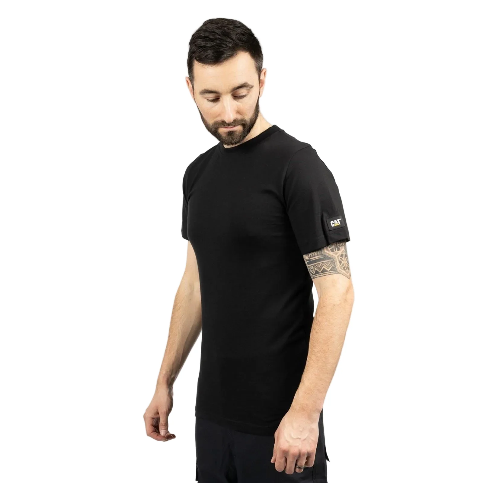 Caterpillar Essentials Short-sleeve Cotton Men's Black T-Shirt - Image 3