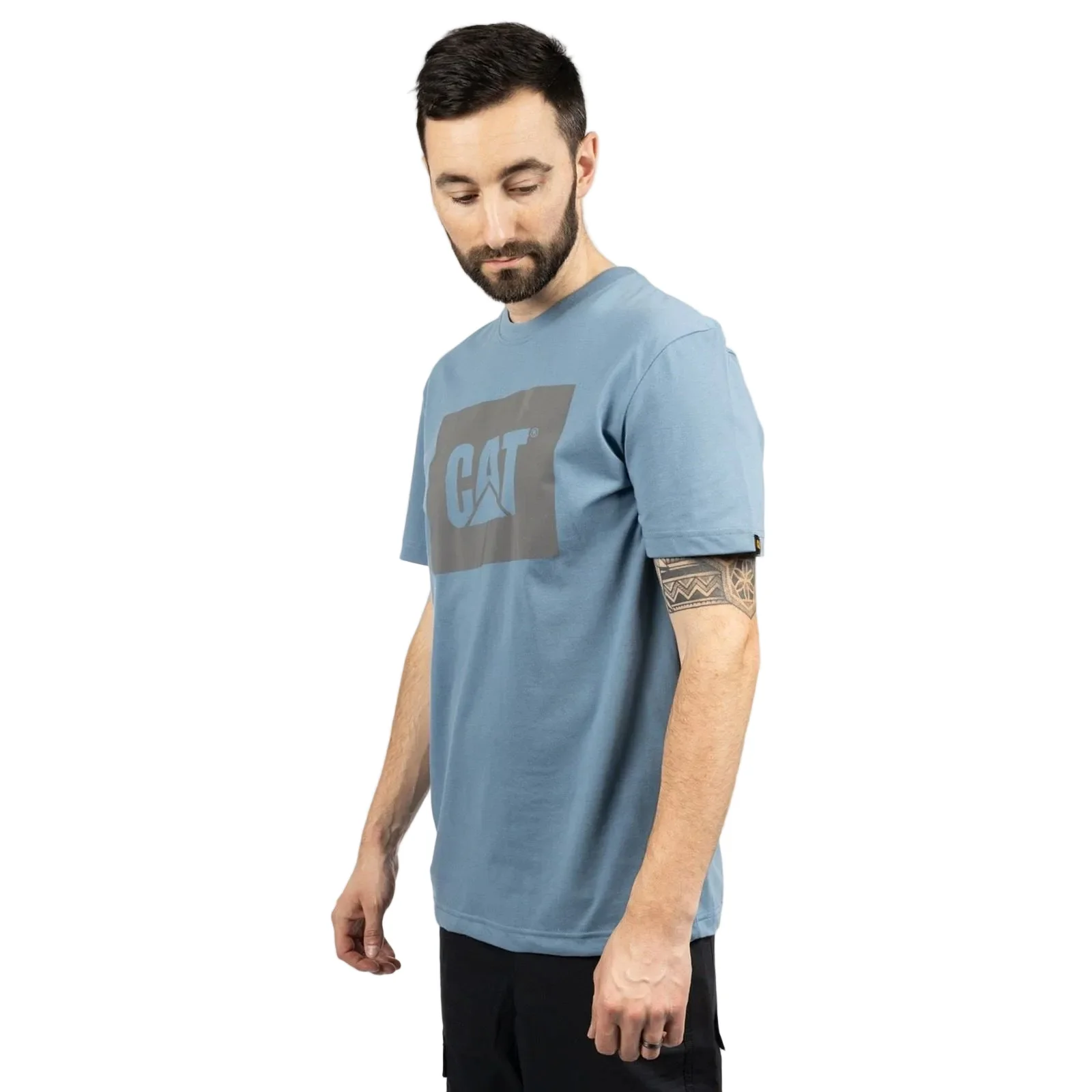 Caterpillar Graphic Cotton Men's Blue T-Shirt - Image 3