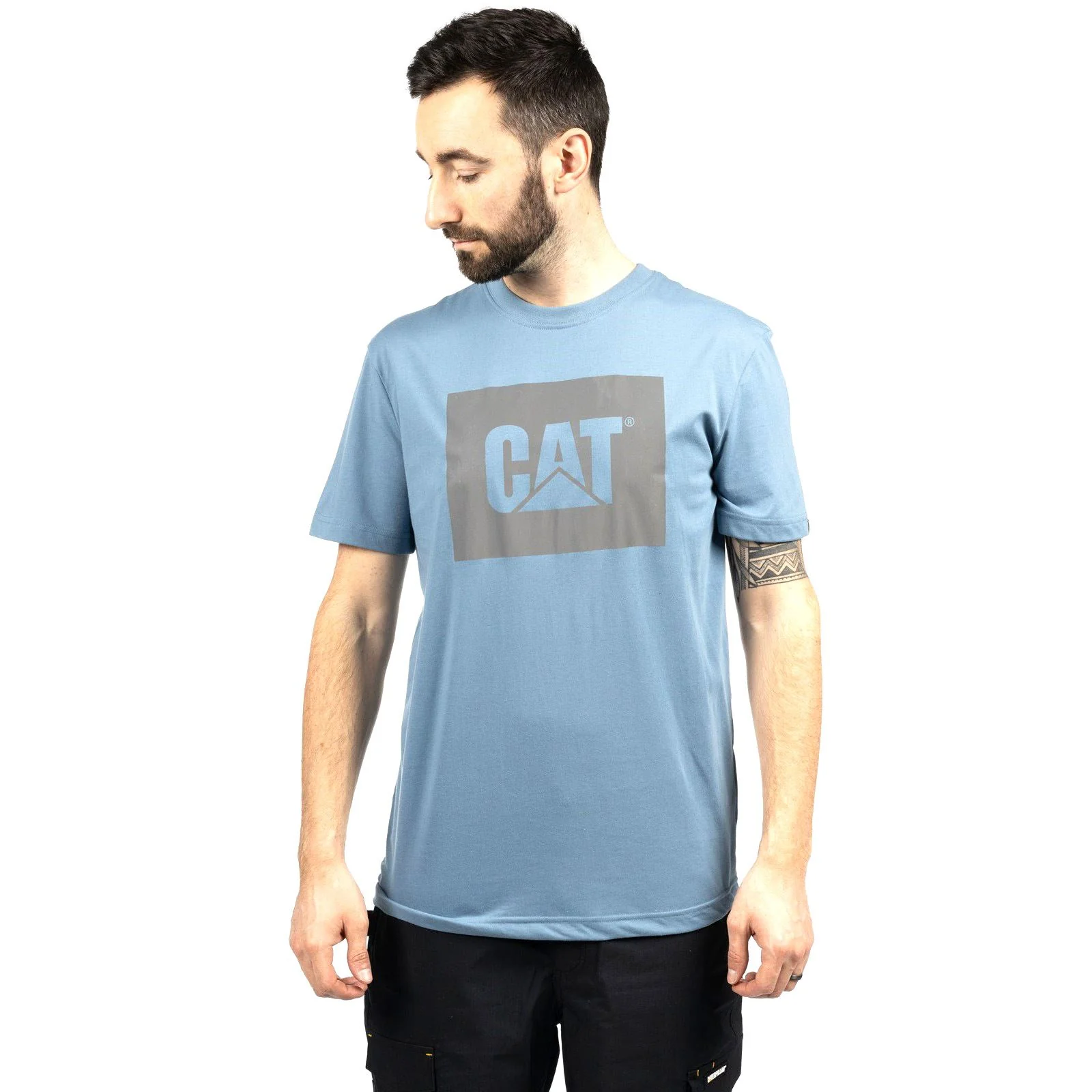 Caterpillar Graphic Cotton Men's Blue T-Shirt - Image 7