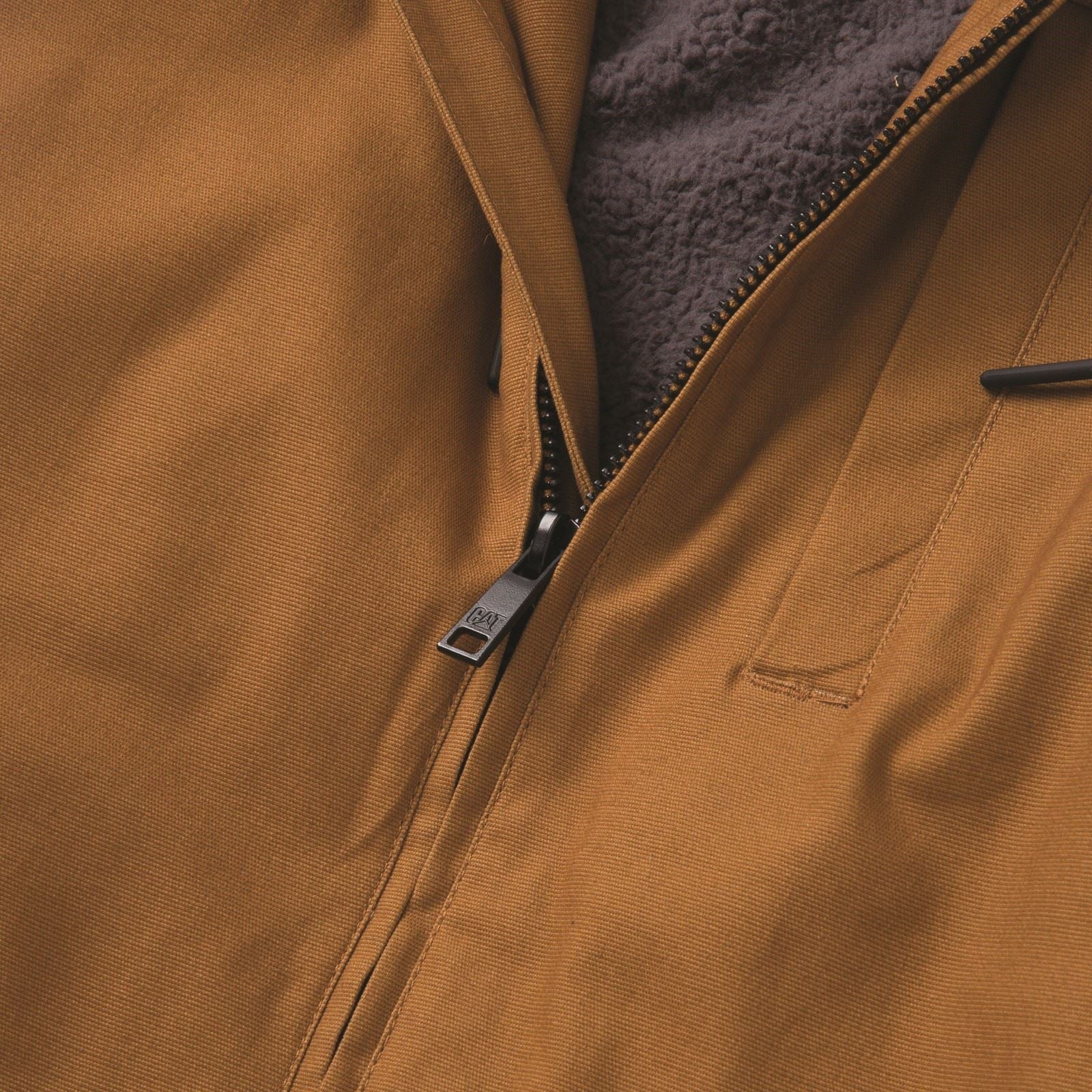 Caterpillar Hooded Sherpa Lined Men's Bronze Fleece Jacket - Image 8