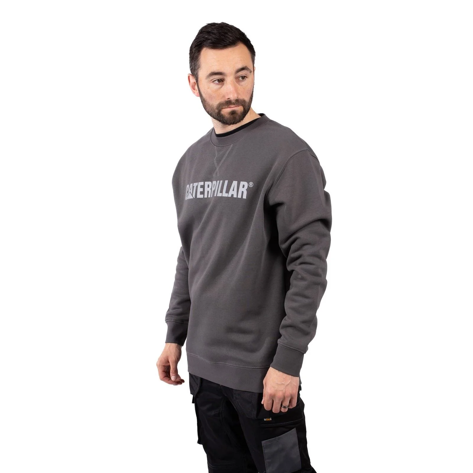 Caterpillar Men's Midweight Crewneck Sweatshirt in Magnet - Image 3