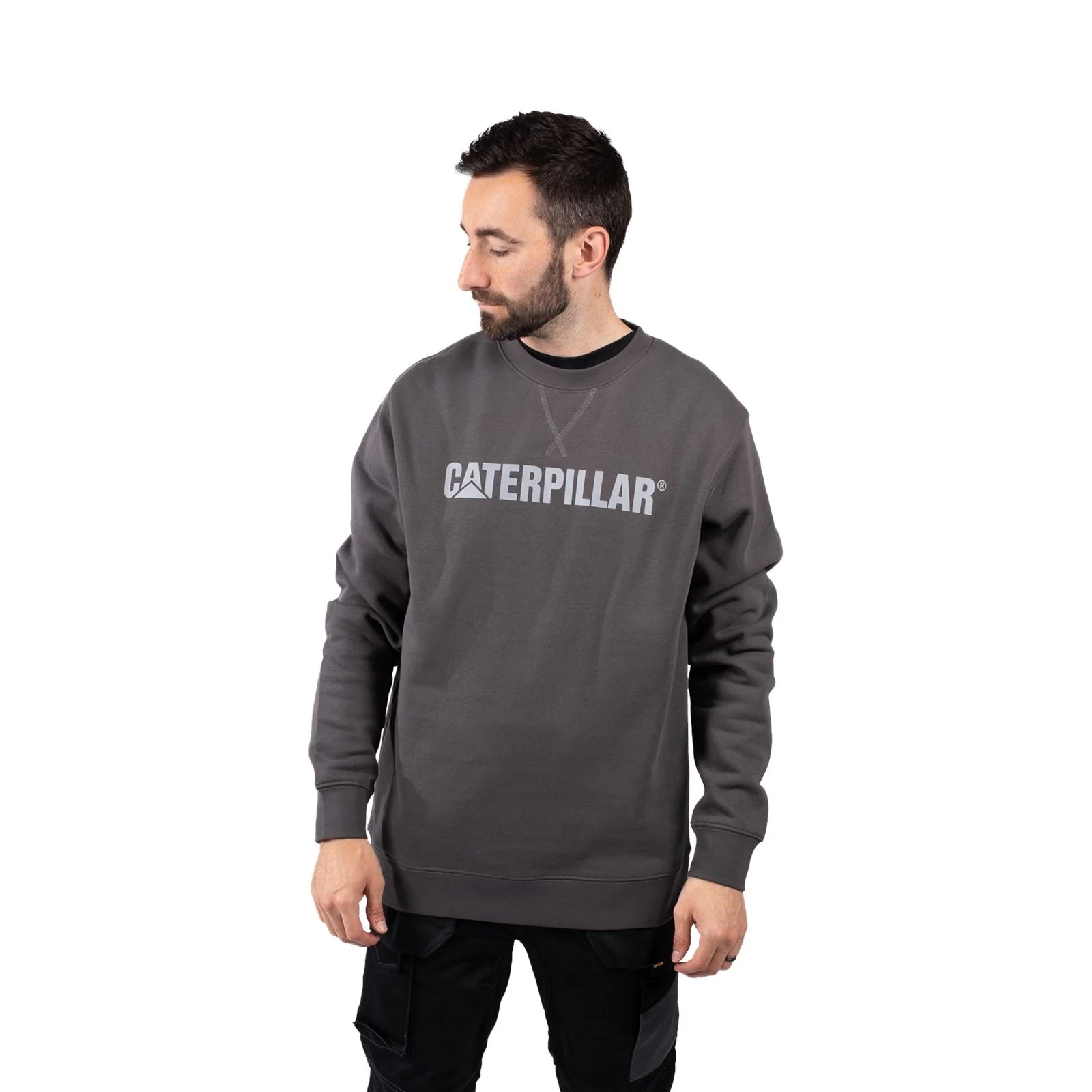 Caterpillar Men's Midweight Crewneck Sweatshirt in Magnet - Image 8