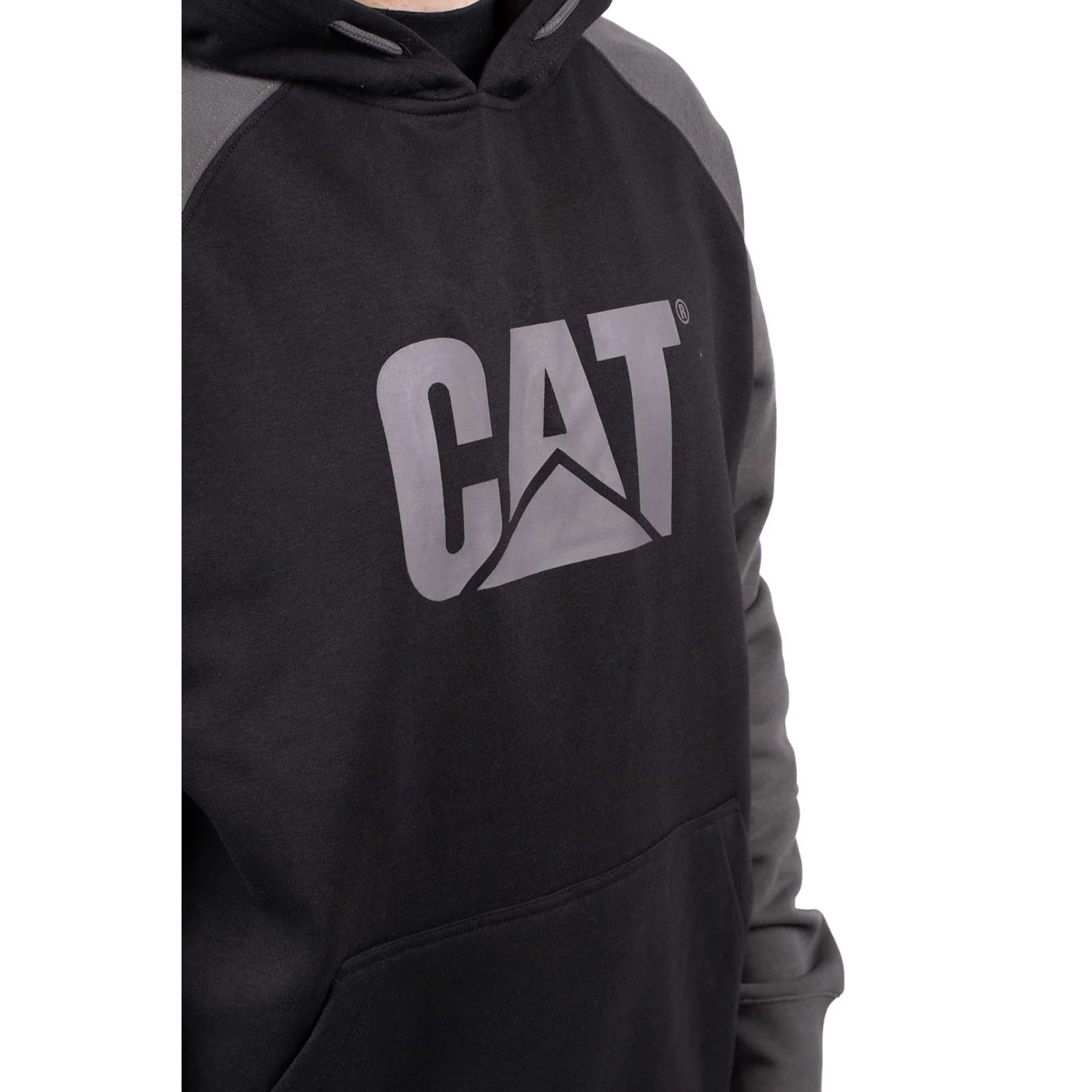 Caterpillar Men's Raglan Hooded Sweatshirt in Black/Magnet - Image 6