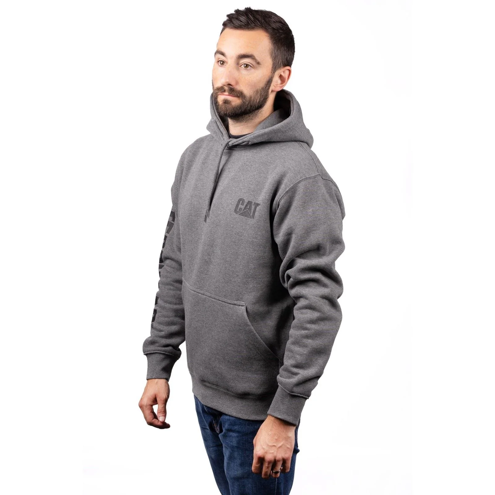 Caterpillar Men's Trademark Banner Hooded Sweatshirt in Dark Grey - Image 3
